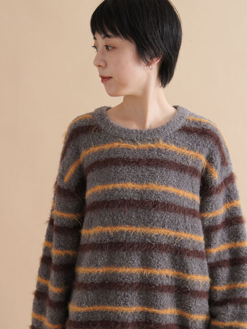 sm2rhythm「ボーダーブークレニットプルオーバー」|ニット・セーター|