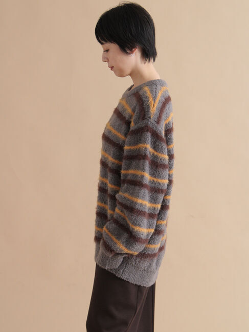 sm2rhythm「ボーダーブークレニットプルオーバー」|ニット・セーター|