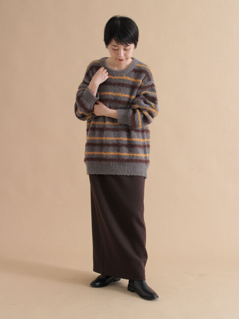 sm2rhythm「ボーダーブークレニットプルオーバー」|ニット・セーター|