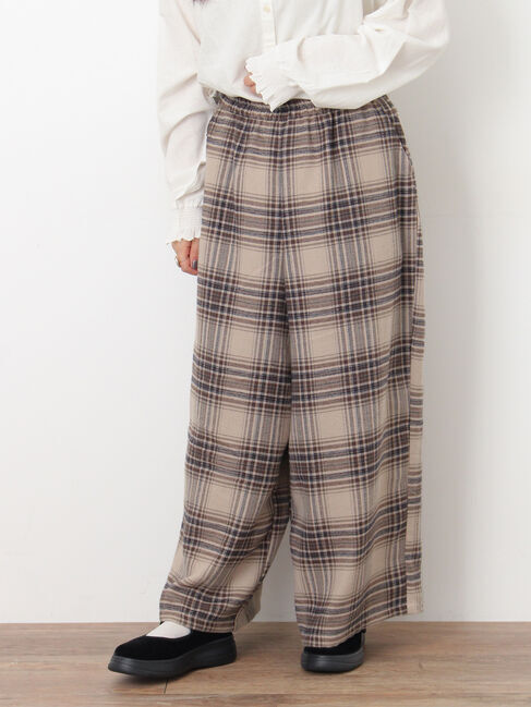 Samansa Mos2「【M/Lサイズ】チェック柄ワイドパンツ」|その他|