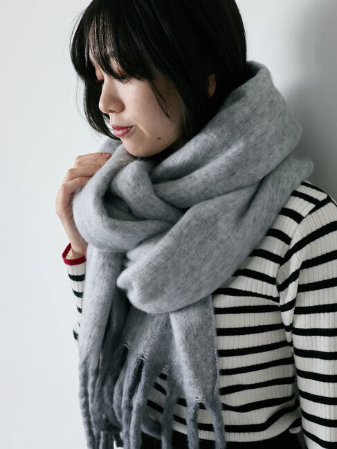 Samansa Mos2 blue「ボリュームフリンジマフラー」|その他|