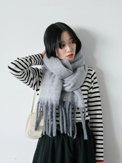 Samansa Mos2 blue「ボリュームフリンジマフラー」|その他|