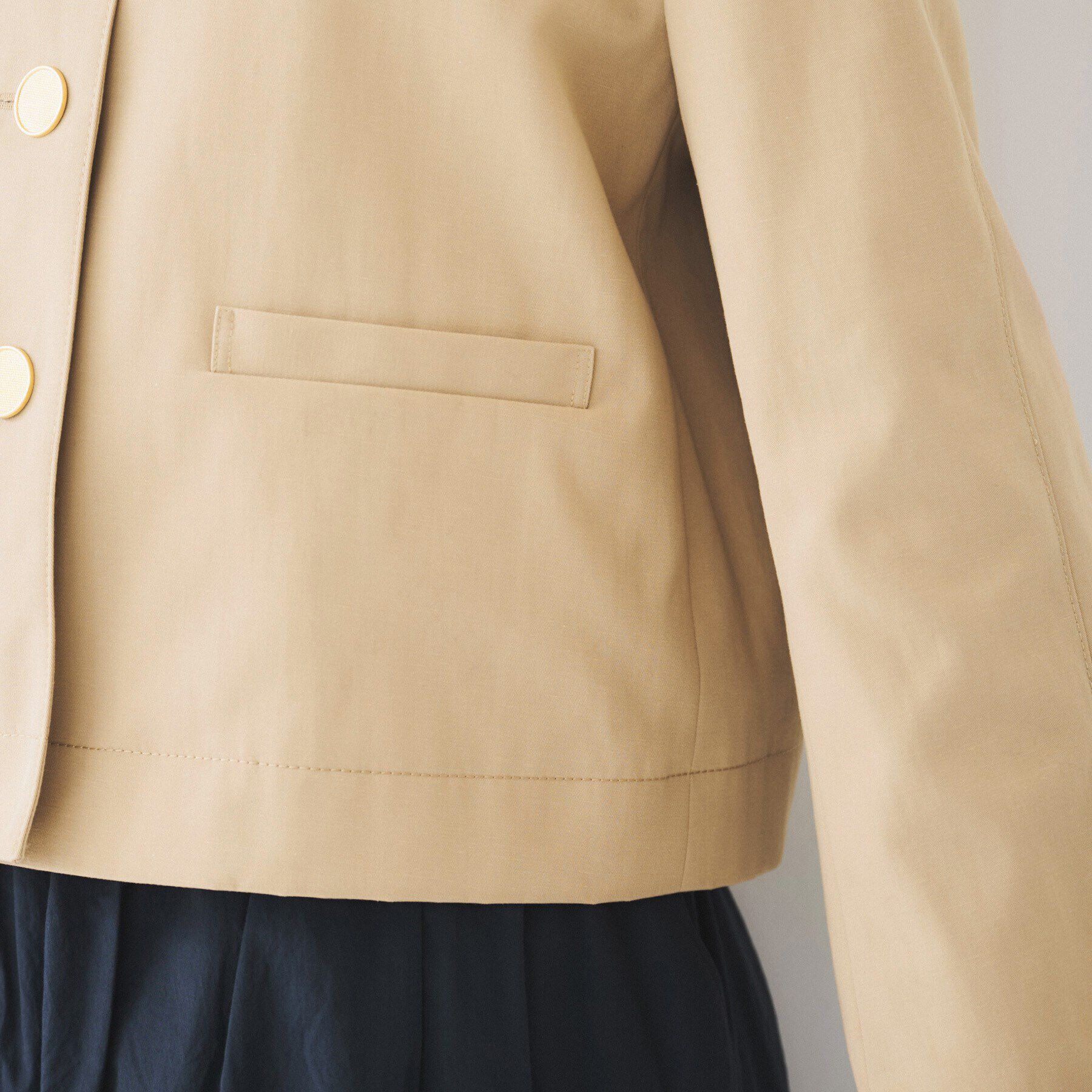 UNTITLED「【きれいめ/軽羽織り】コットンライク クルーネックジャケット」|ノーカラージャケット|