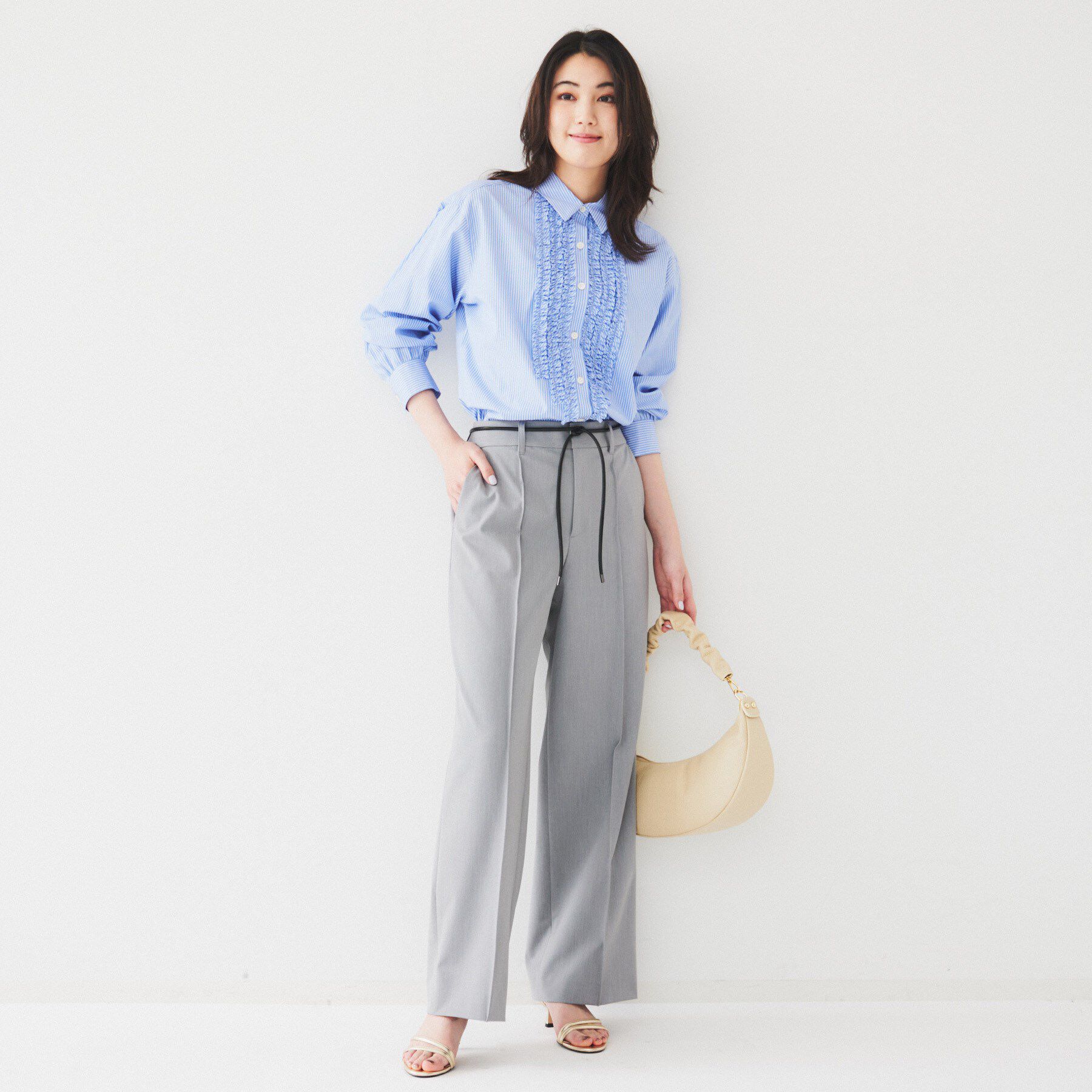 UNTITLED「【コットン100/前開きボタン】フロントフリルシャツ」|シャツ・ブラウス|