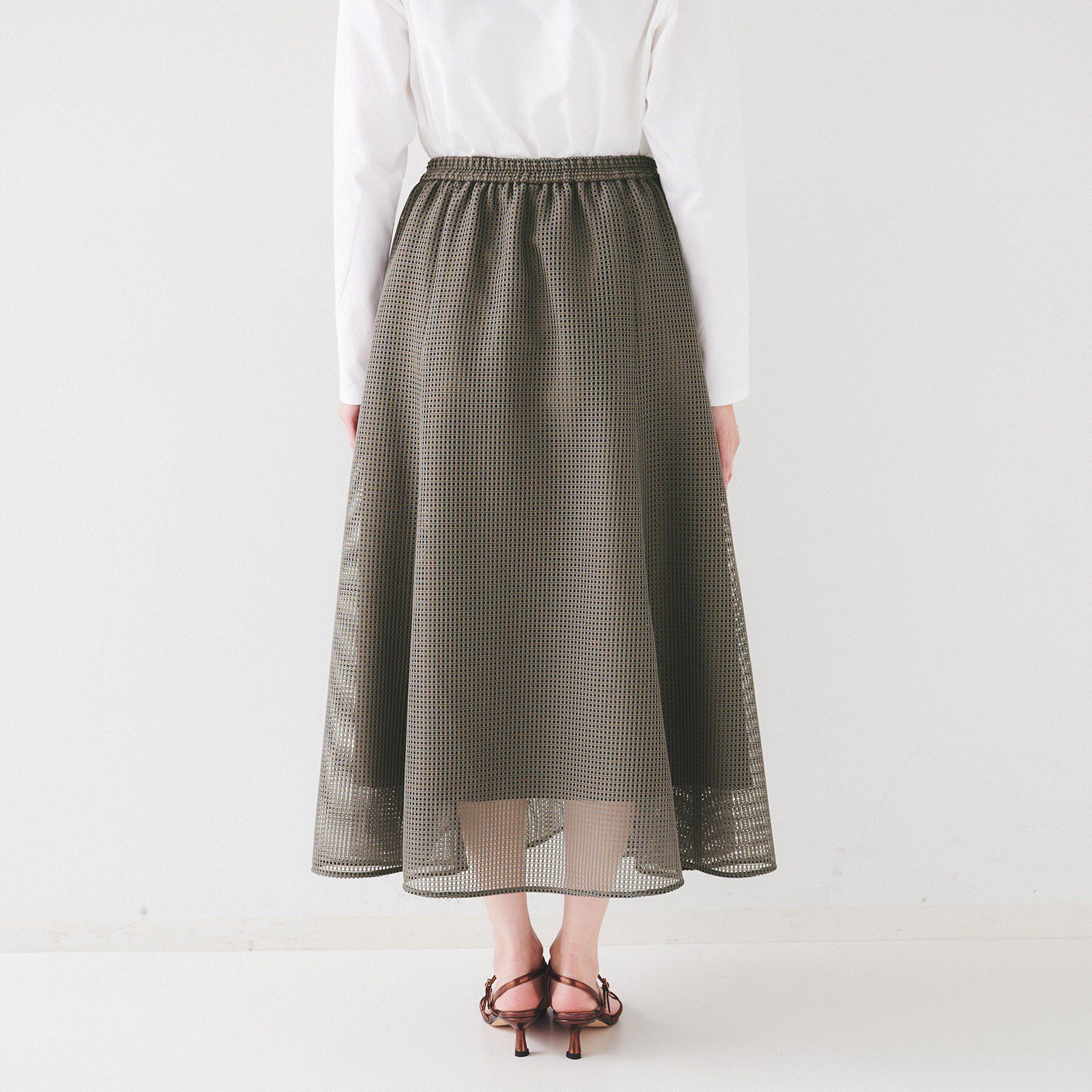 UNTITLED「【手洗い可/トレンド】メッシュフレアスカート」|スカート|