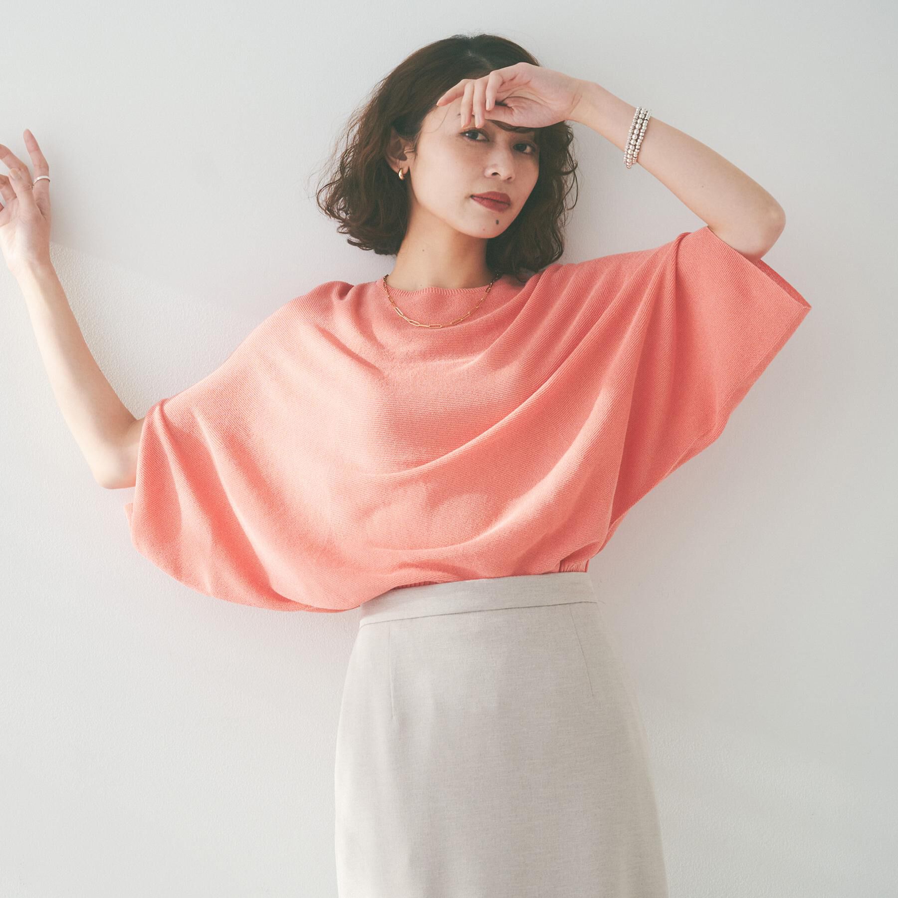 UNTITLED「【体型カバー/清涼感】ドルマンスリーブ プルオーバーニット」|ニット・セーター|