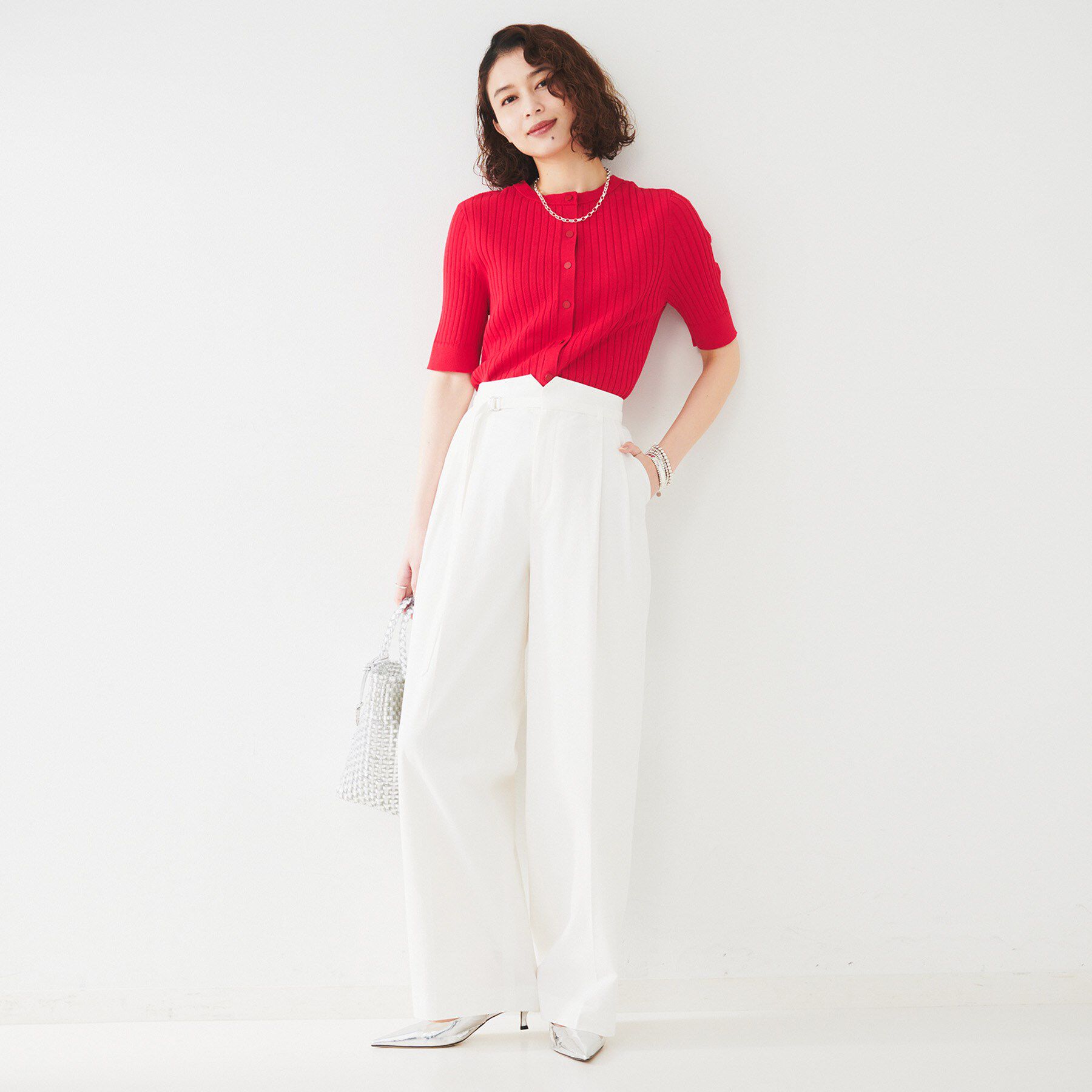 UNTITLED「【セットアップ可能／オンオフ】ラミー混 タックワイドパンツ」|その他|