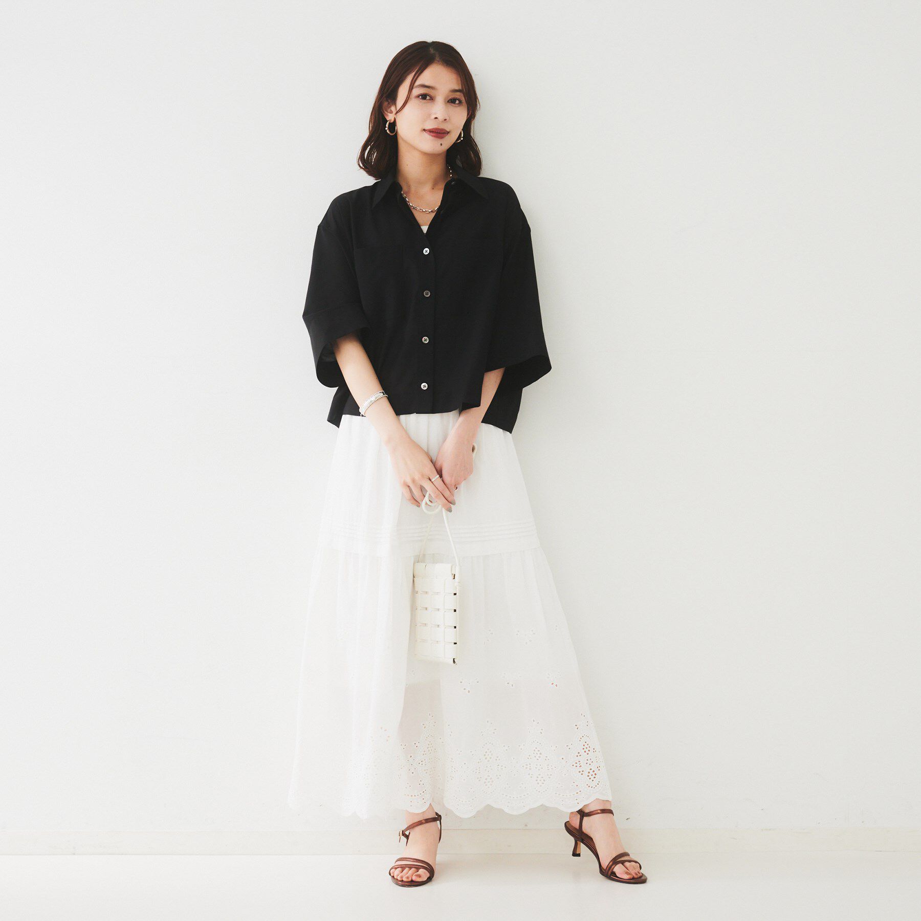 UNTITLED「【前開き/洗える】ショート丈シアーシャツ」|シャツ・ブラウス|