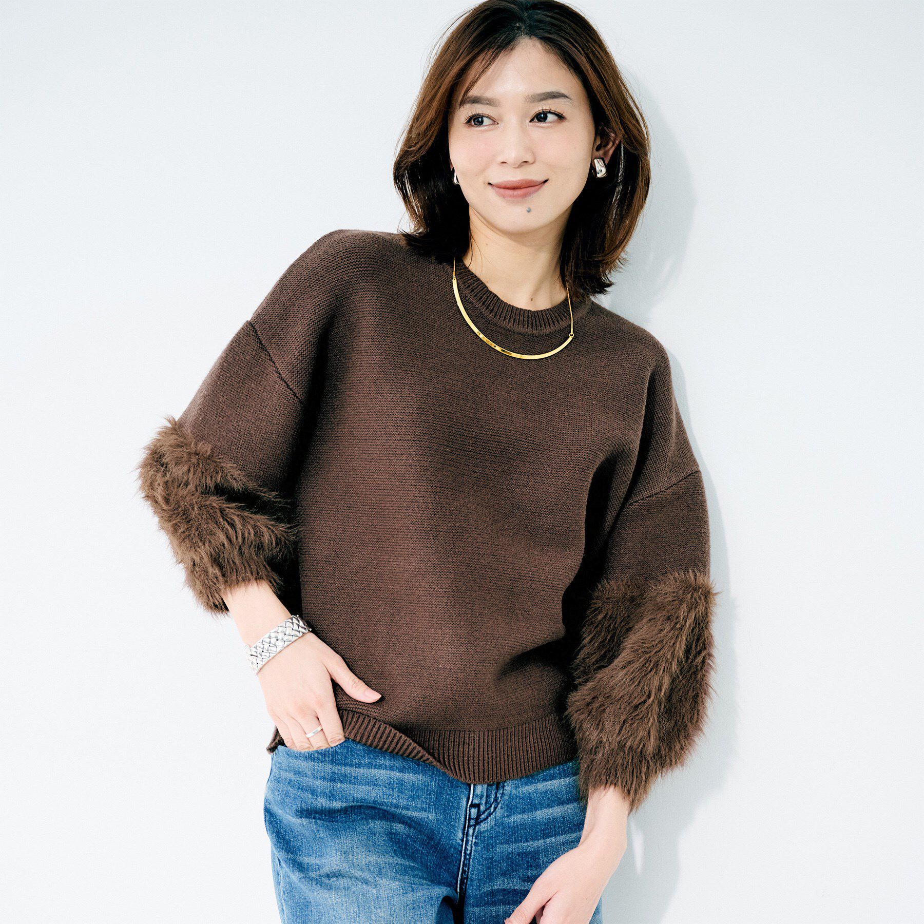 UNTITLED「【TORRAZZO DONNA】ファースリーブ2wayプルオーバー」|Tシャツ・カットソー|