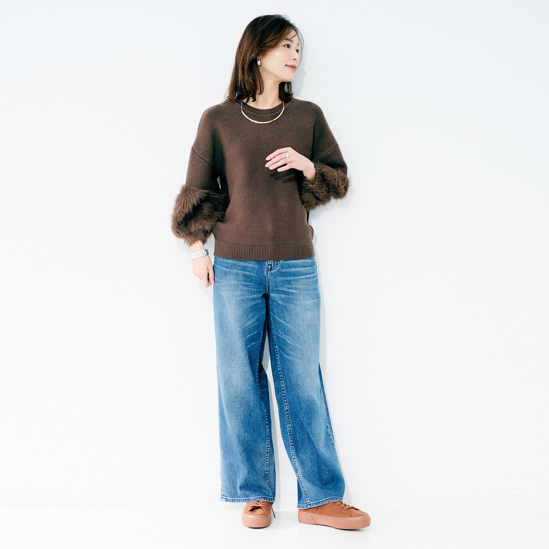 UNTITLED「【TORRAZZO DONNA】ファースリーブ2wayプルオーバー」|Tシャツ・カットソー|