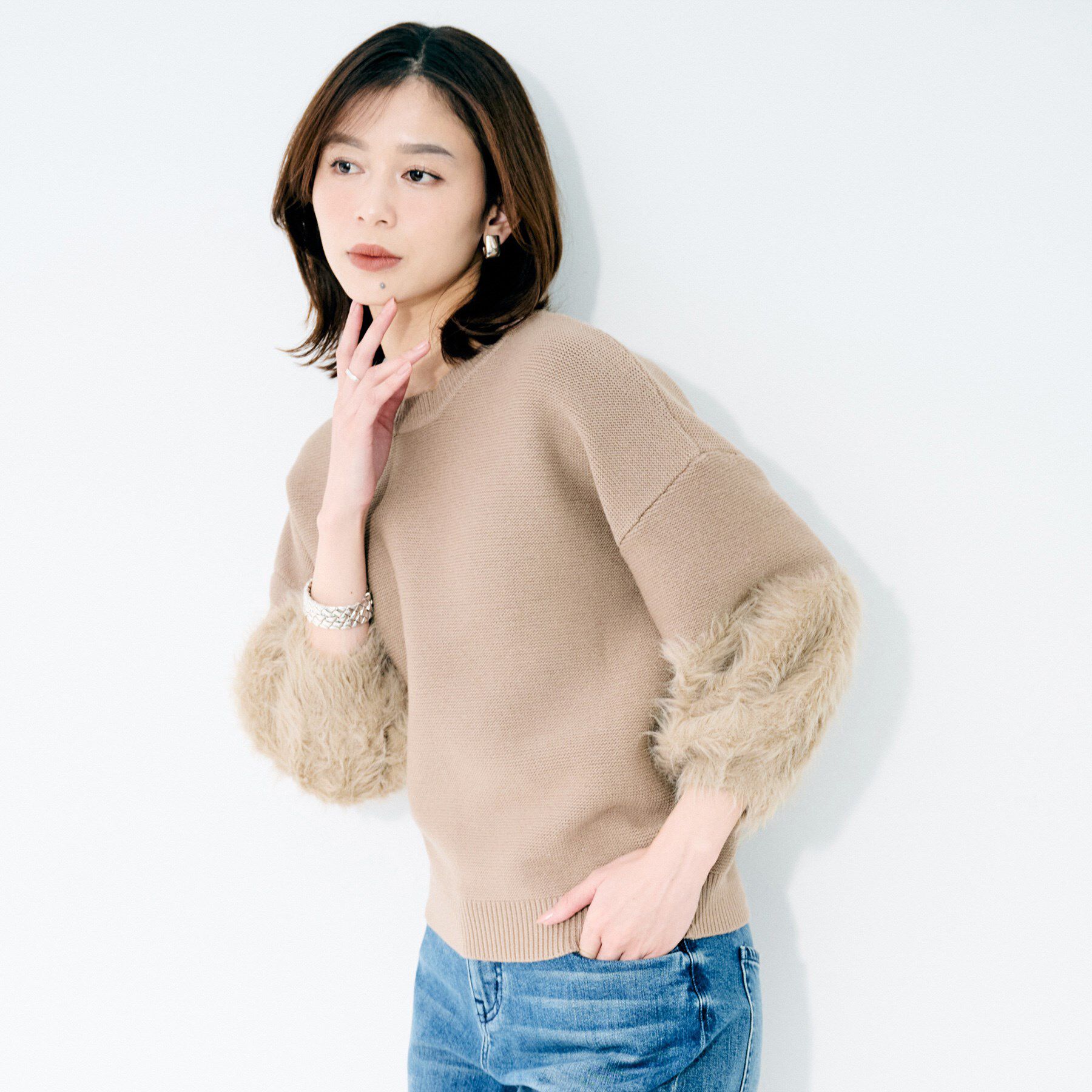 UNTITLED「【TORRAZZO DONNA】ファースリーブ2wayプルオーバー」|Tシャツ・カットソー|