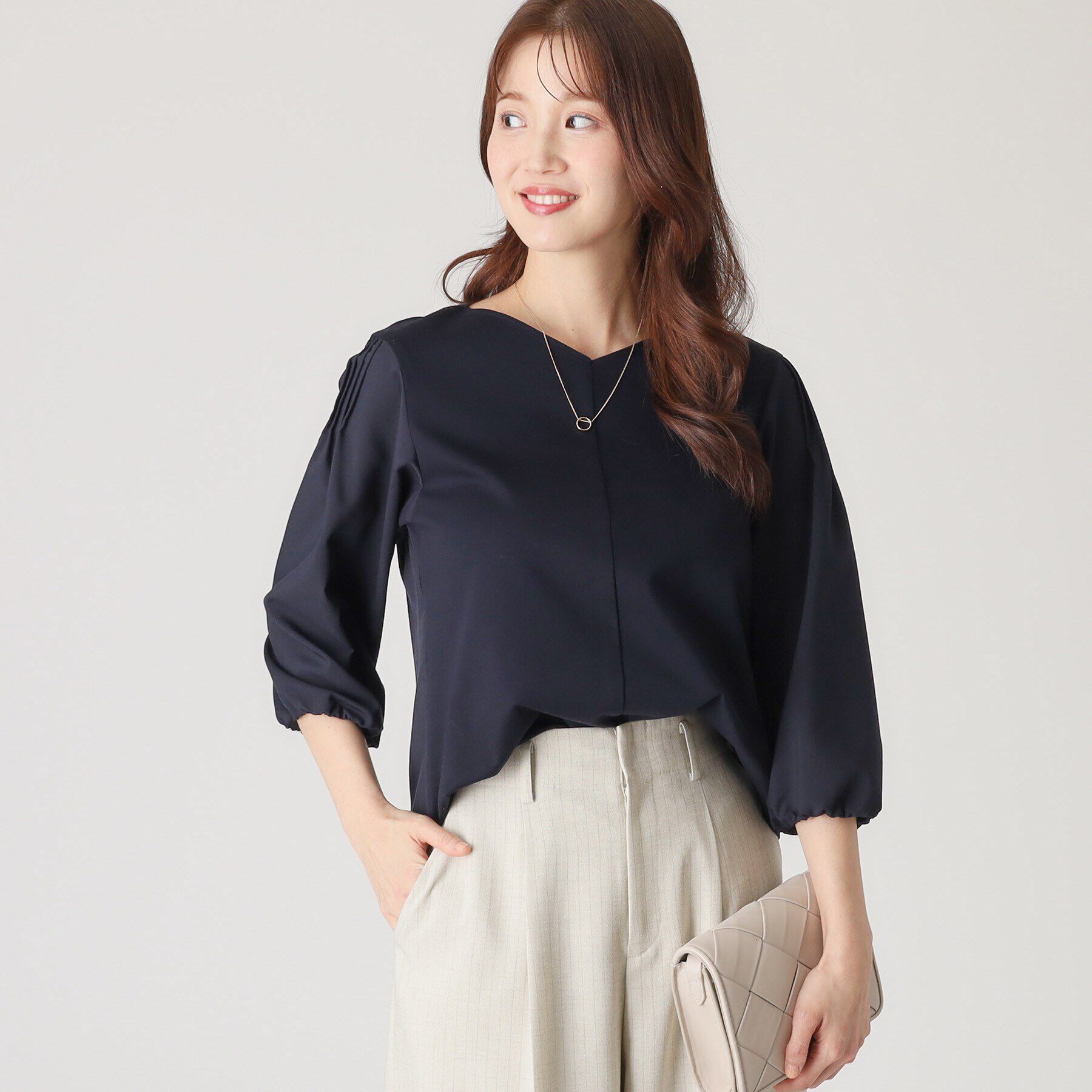 COUP DE CHANCE「【洗える／日本製／袖の異素材使い】ジャージプルオーバー」|Tシャツ・カットソー|