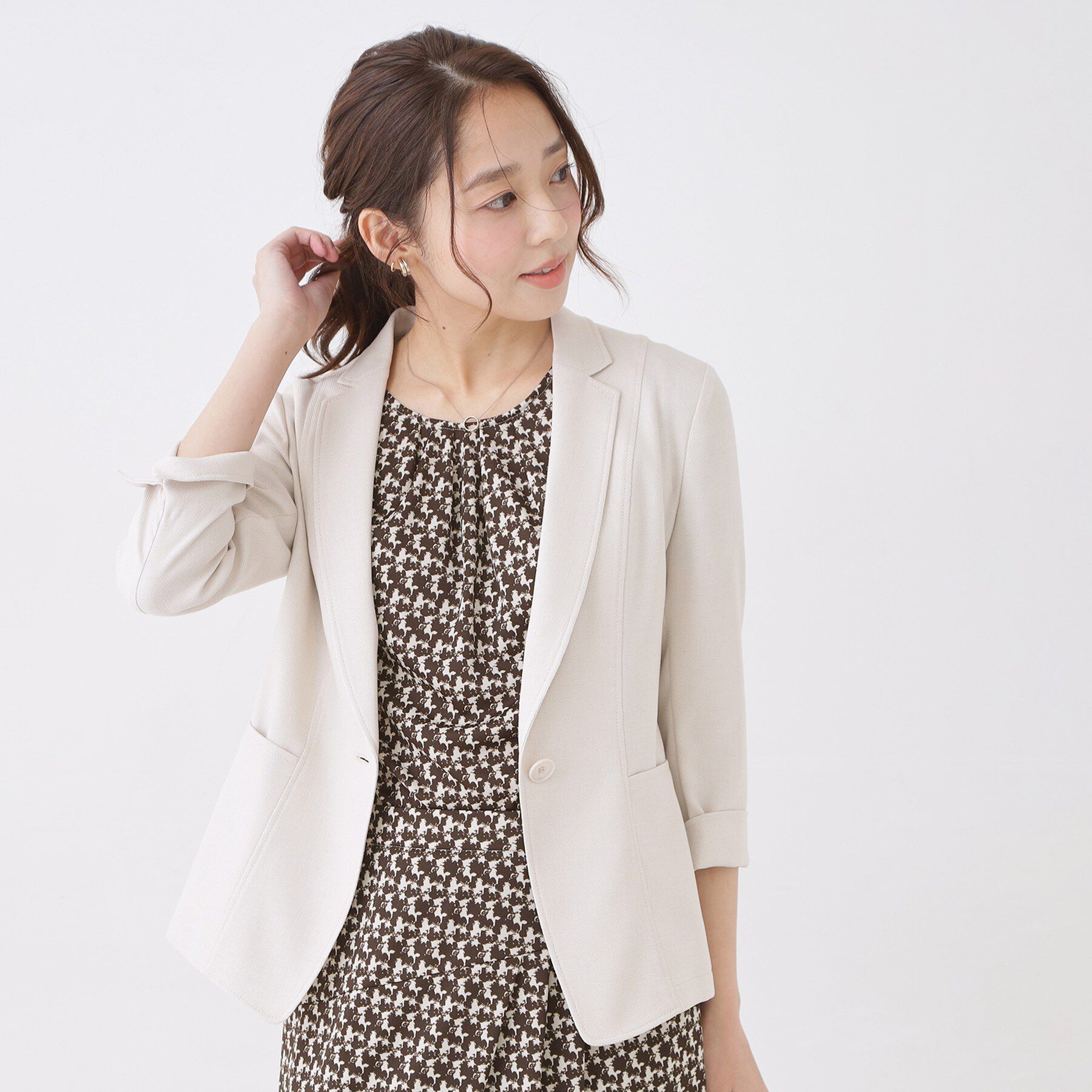 COUP DE CHANCE「【手洗い可/日本製/セットアップ可】幾何柄カットソー」|Tシャツ・カットソー|