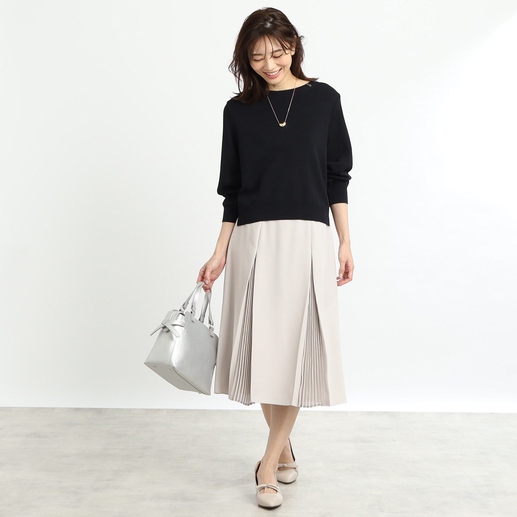 Reflect「【手洗い可】シフォンプリーツドッキングスカート」|スカート|