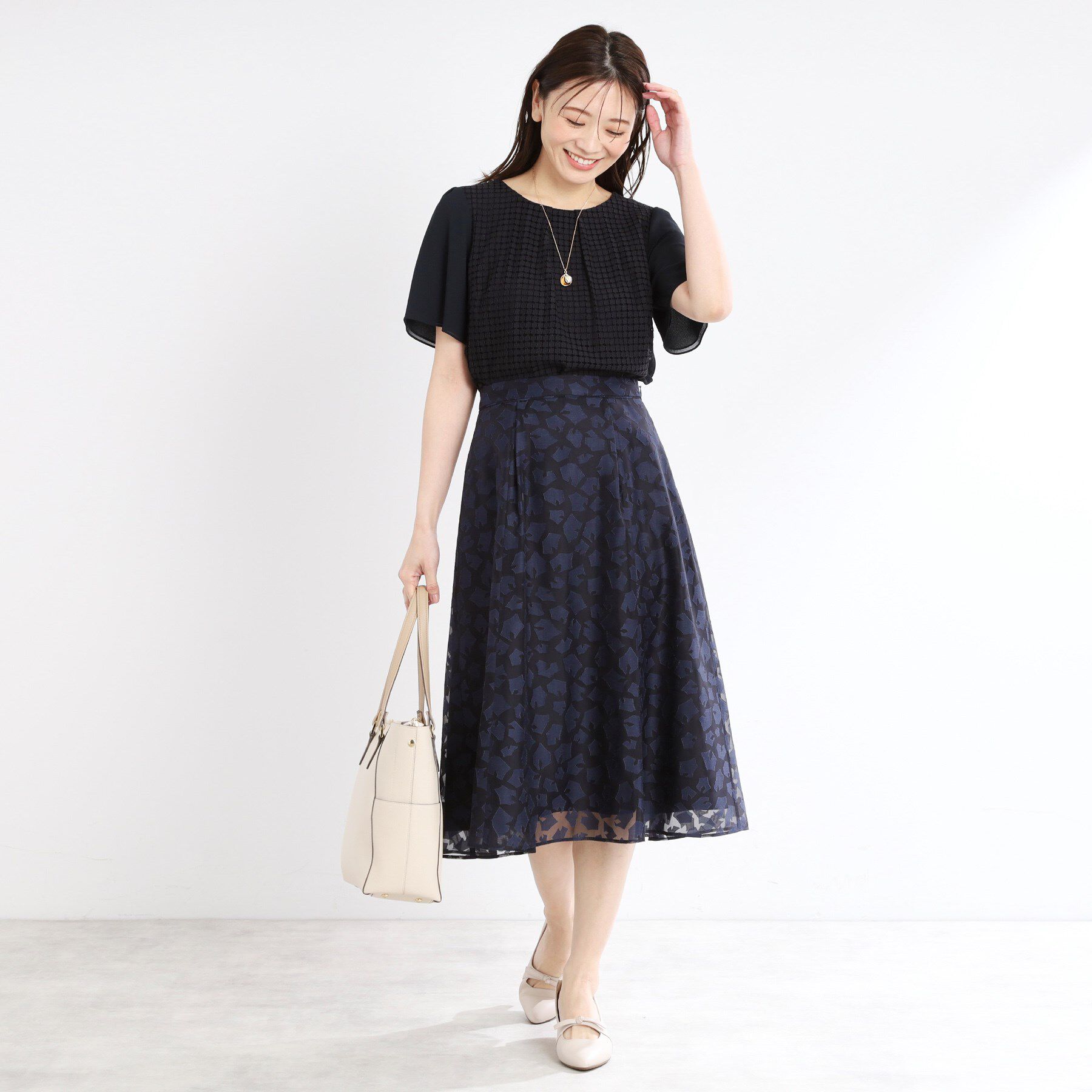 Reflect「【手洗い可】幾何柄オパールフレアスカート」|スカート|