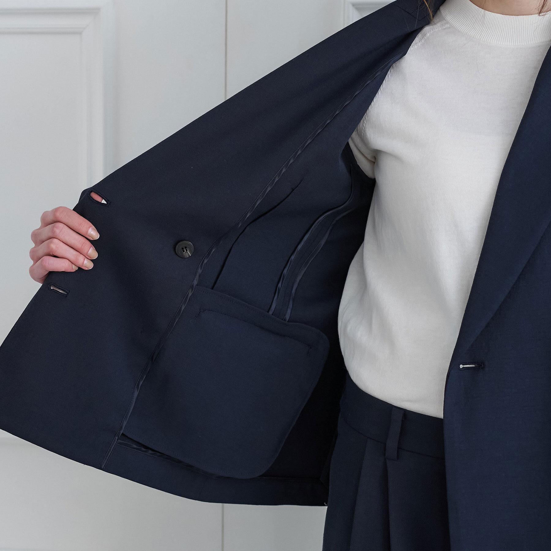 DRESSTERIOR「【セットアップ/可吸水速乾/ウォッシャブル】リネンブレンドオックスダブルジャケット」|テーラードジャケット|