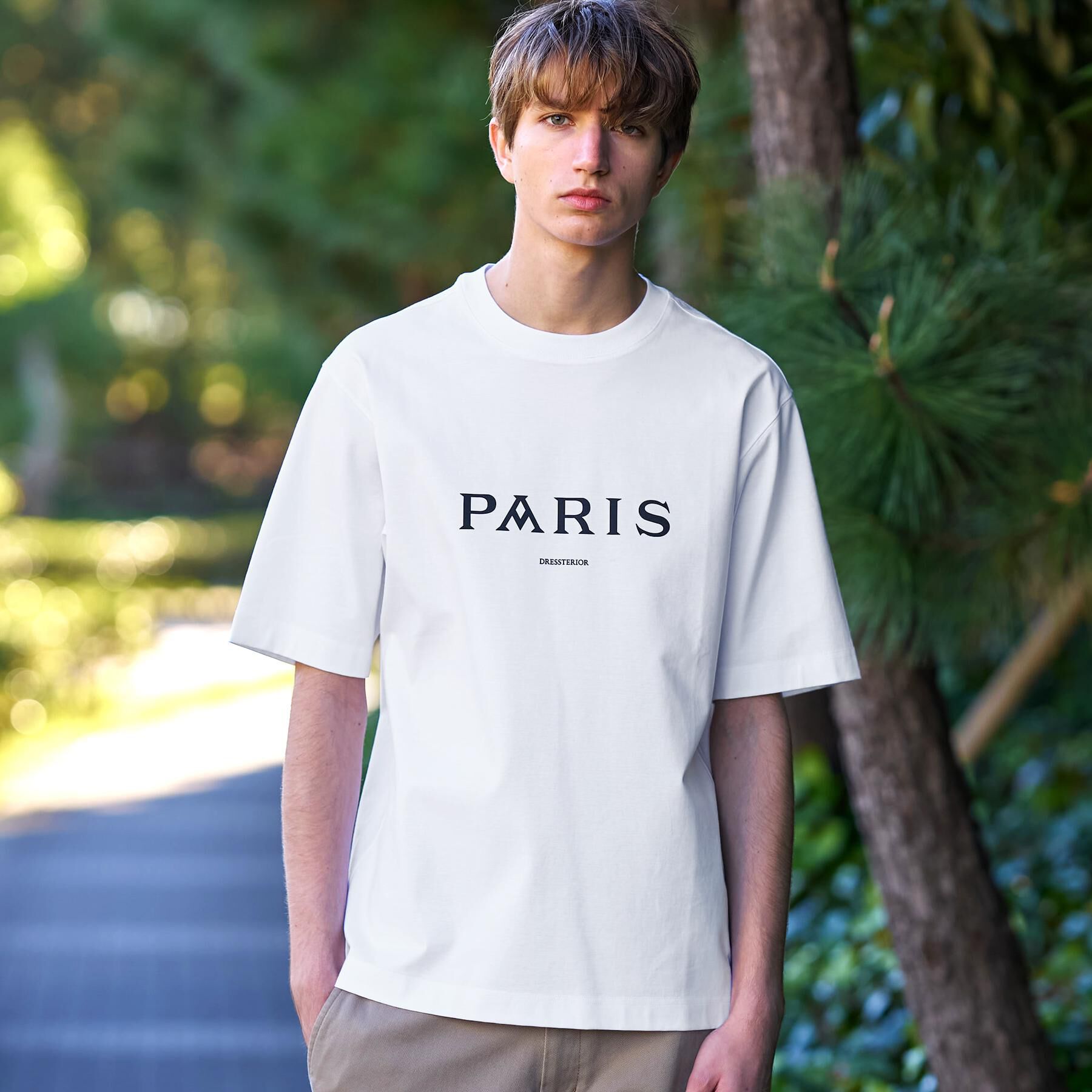 DRESSTERIOR「【接触冷感／UVカット／抗菌防臭／しわ防止】クールデオドラント ロゴTシャツ」|Tシャツ・カットソー|ホワイト(001)