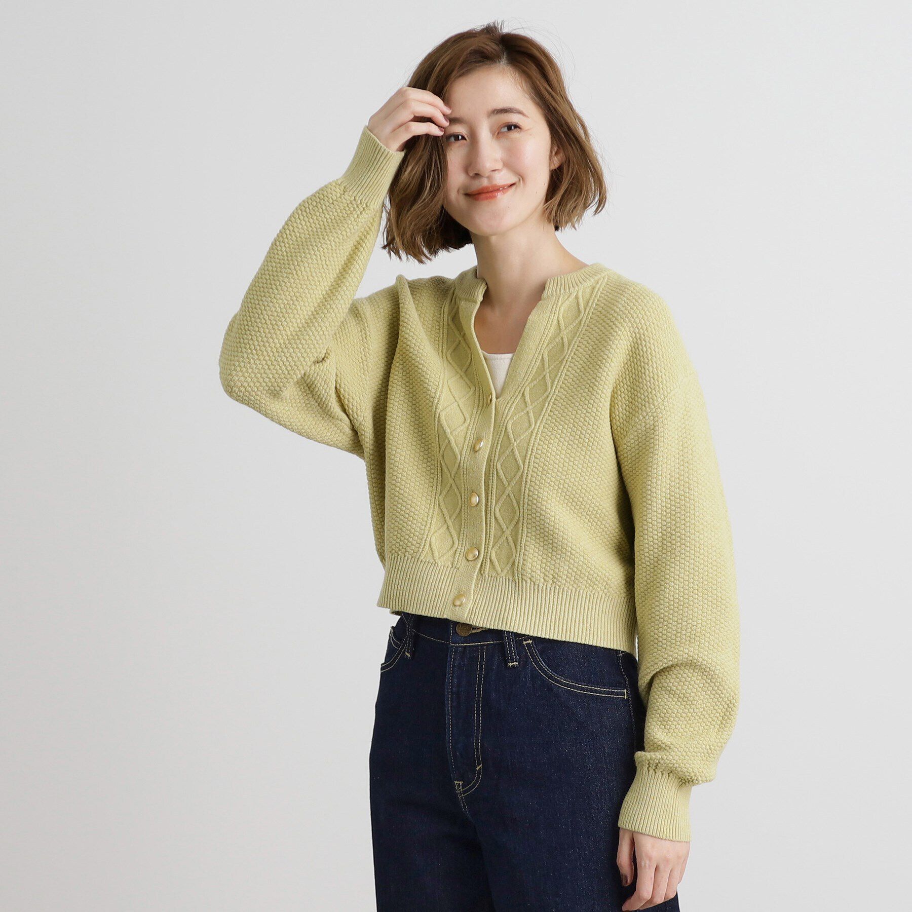 grove「スリットネッククロップドカーディガン」|カーディガン|