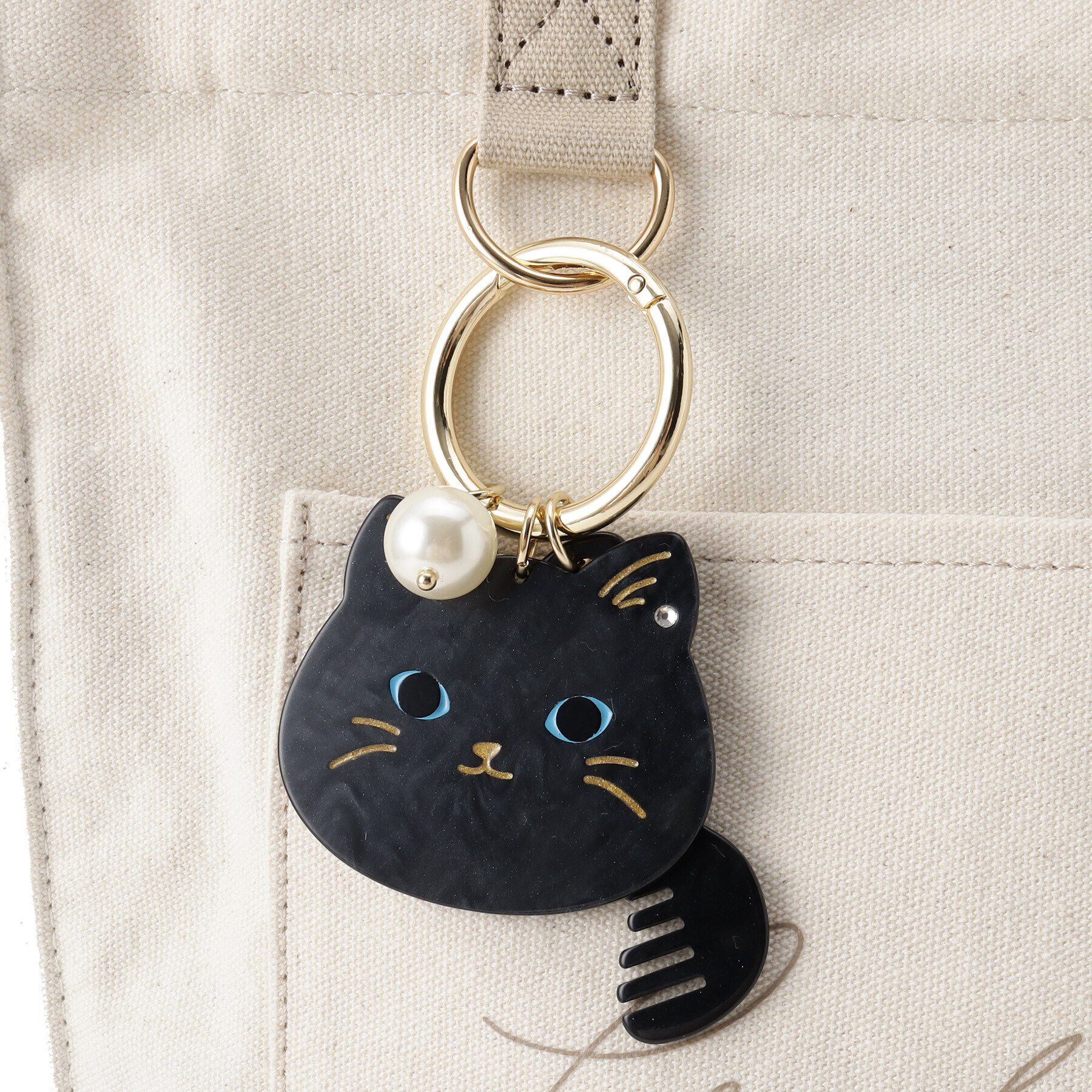 grove「ネコフェイスコームバッグチャーム」|キーケース|