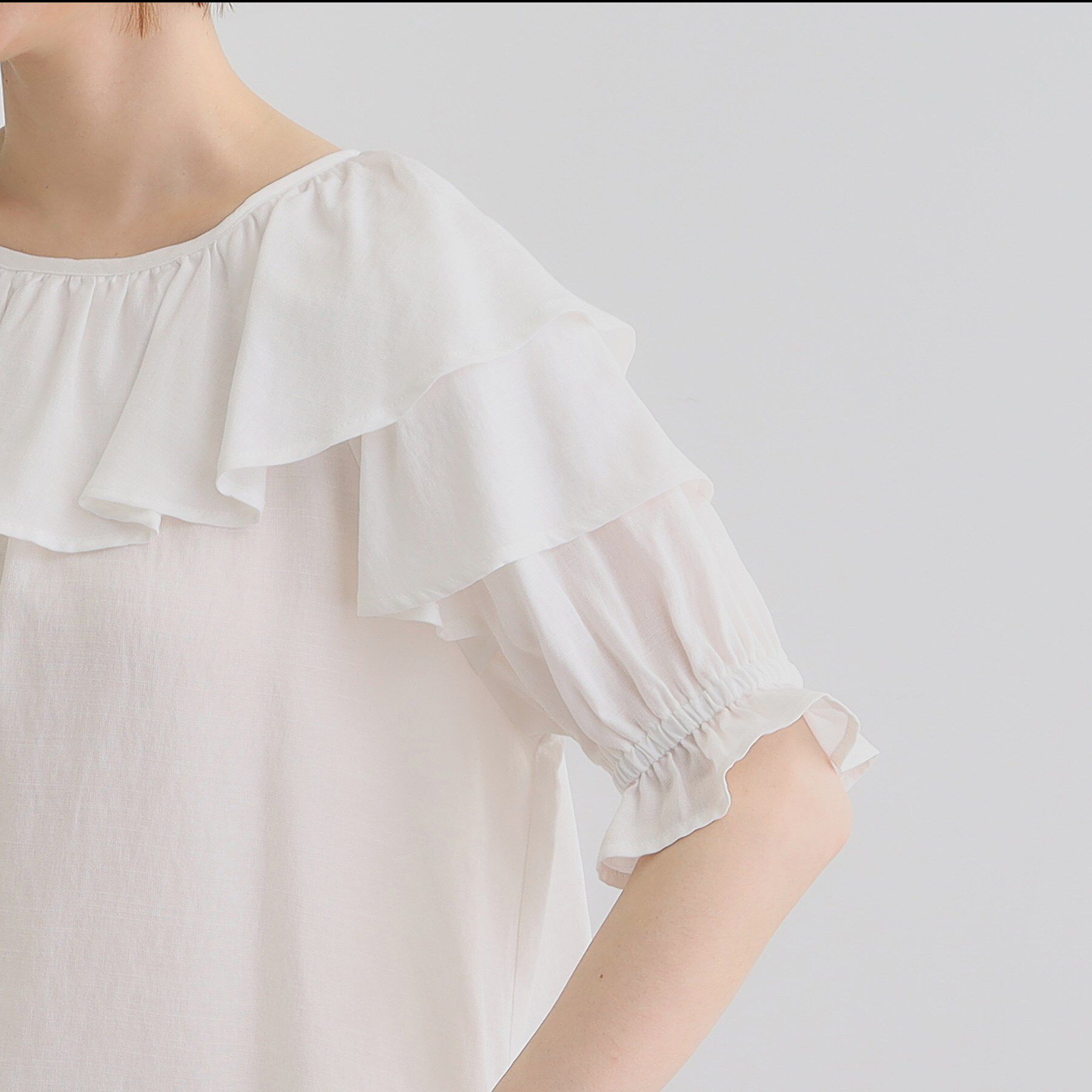 grove「麻調ダブルフリルブラウス」|シャツ・ブラウス|