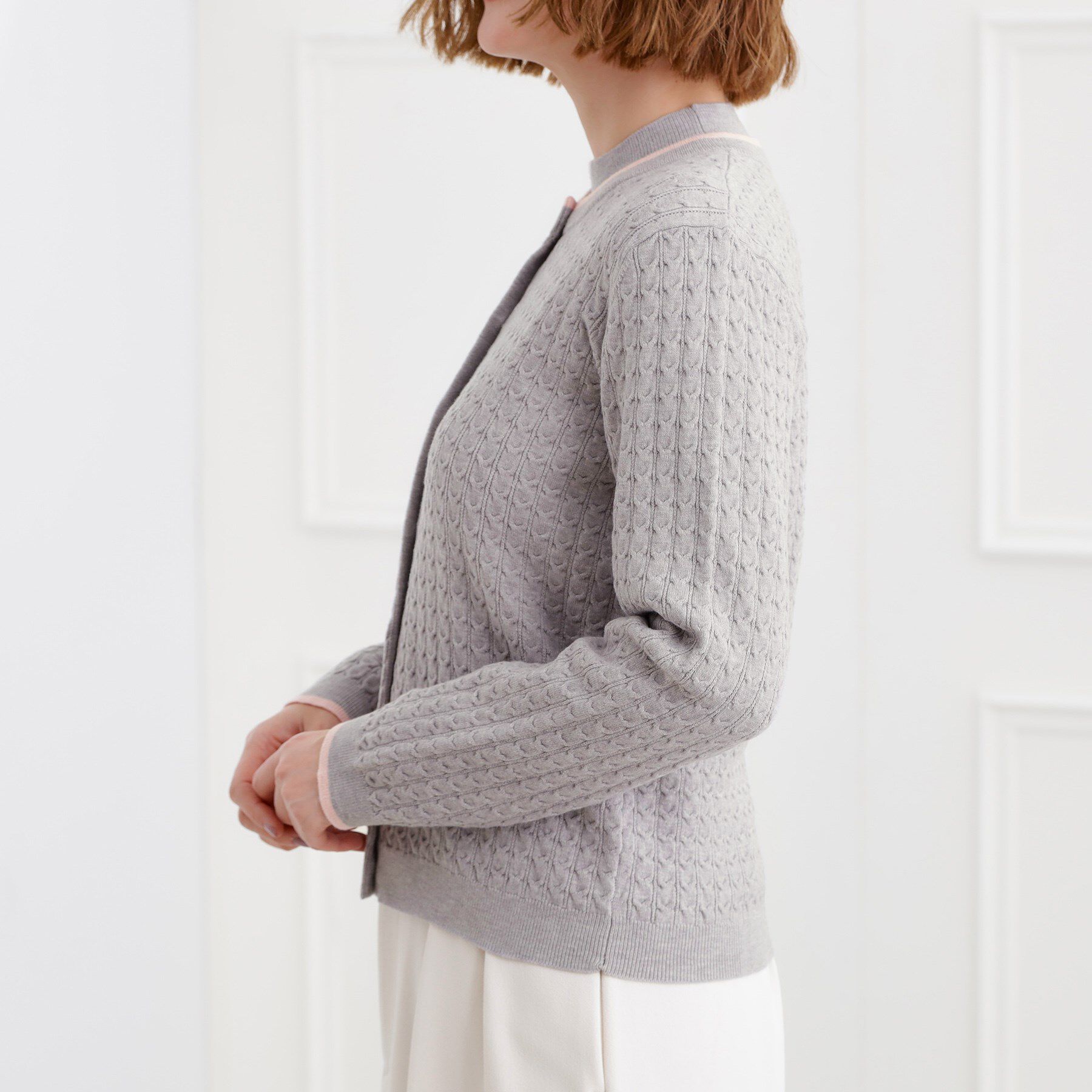grove「ミニケーブルクルーネックカーディガン」|カーディガン|