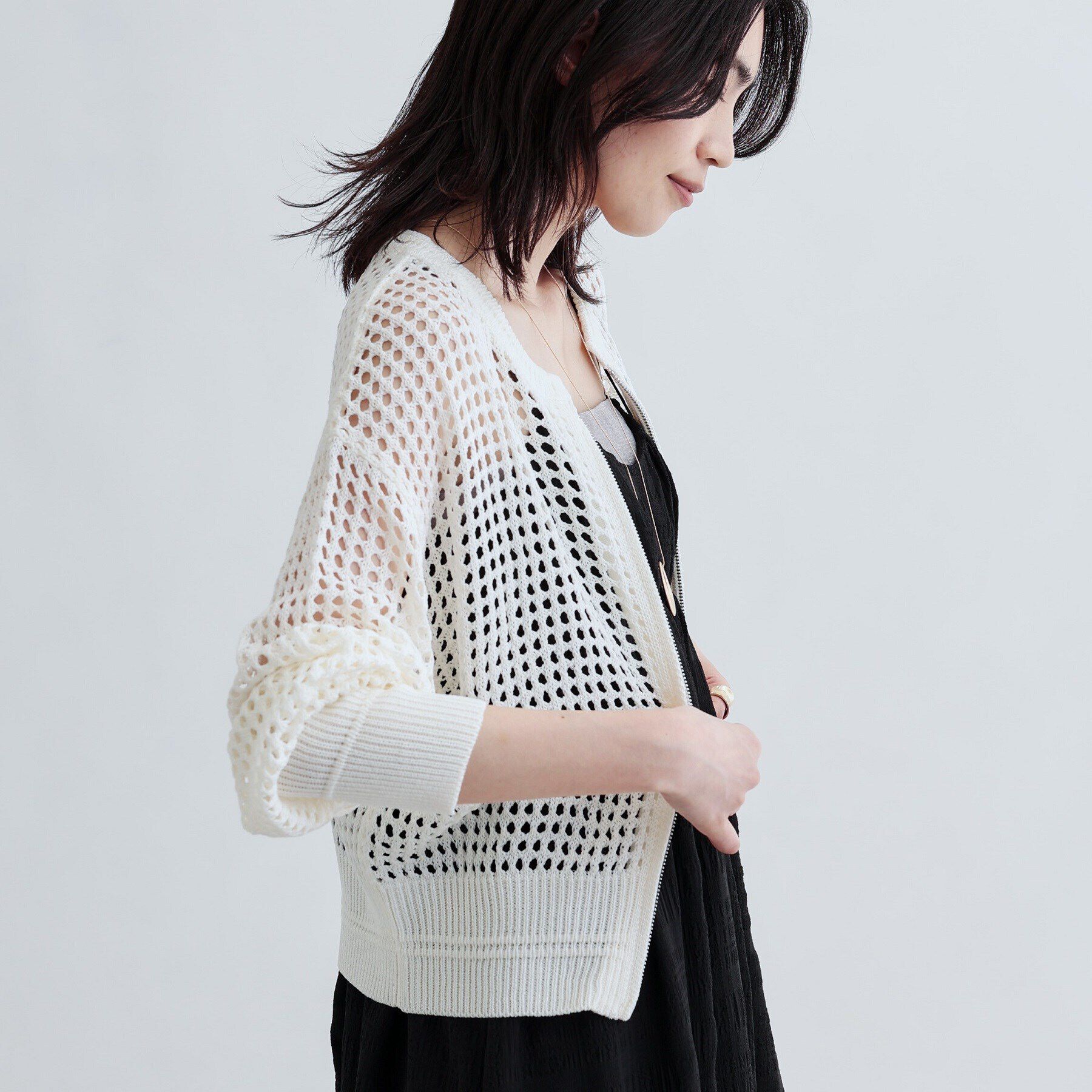 GALLEST「透かし編みニットカーディガン」|カーディガン|