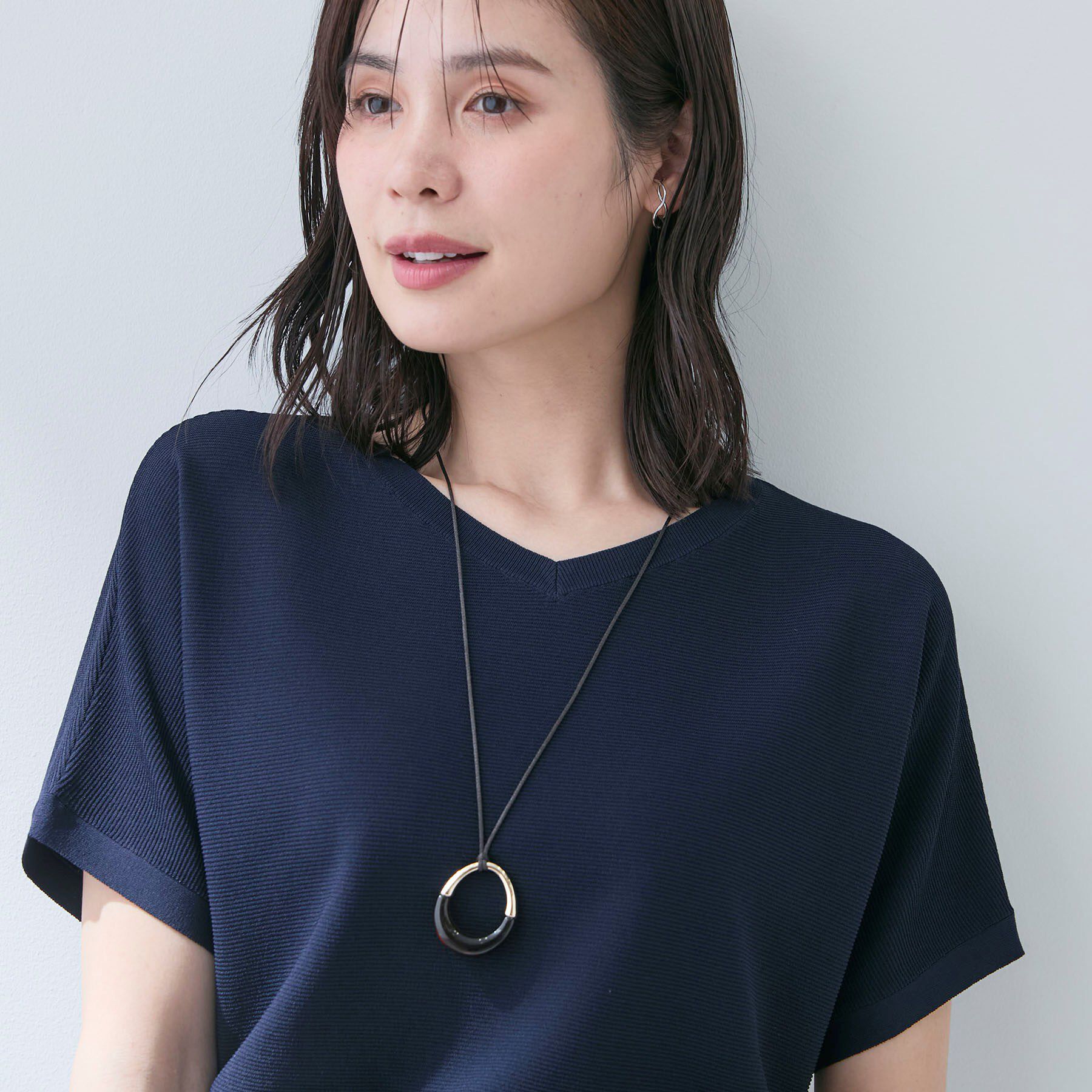 INDIVI「【長さ調整自由】マーブルバイカラー ロングネックレス」|ネックレス|