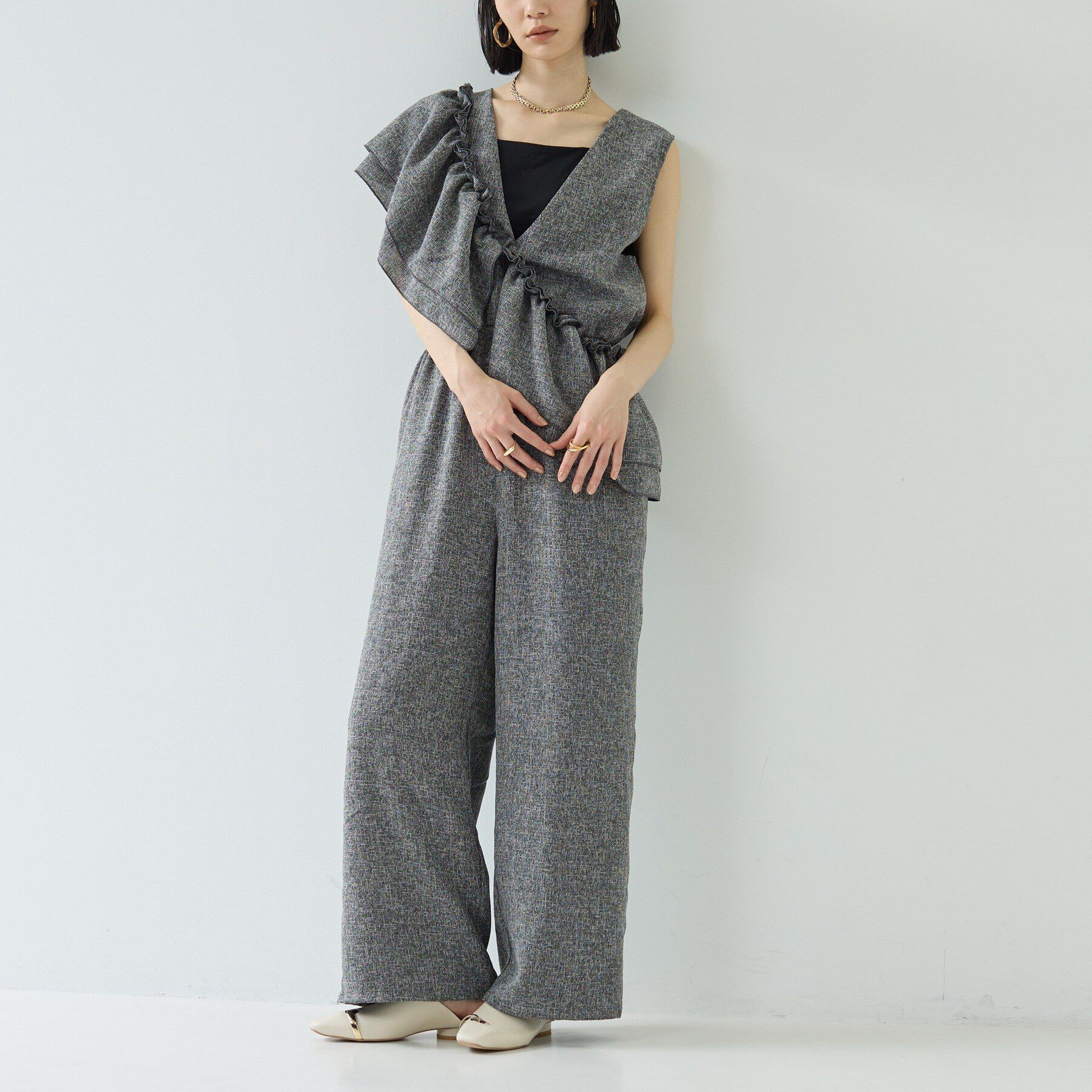 GALLEST「【一部店舗限定】4WAYツイードオールインワン」|オールインワン|チャコールグレー(4