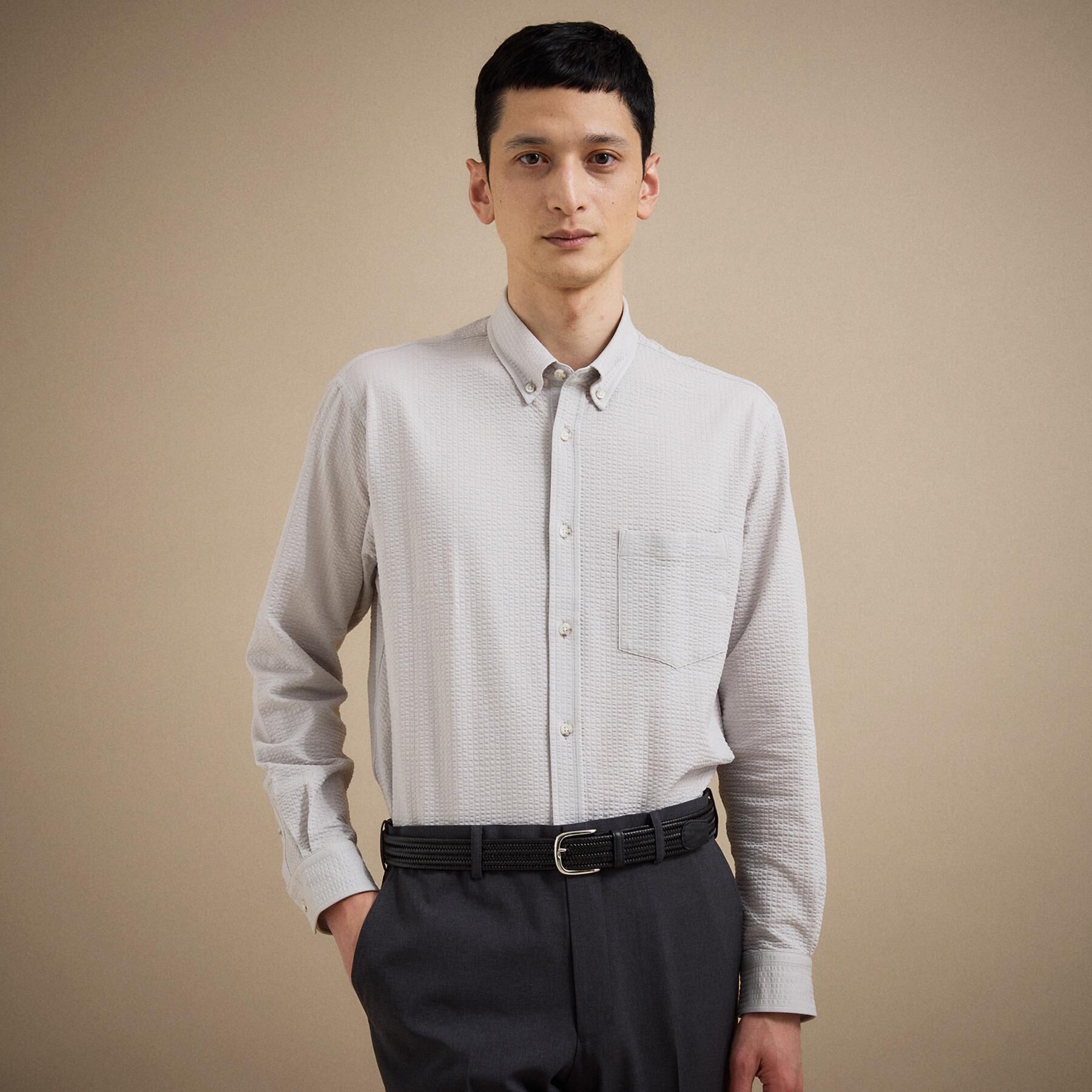 TAKEO KIKUCHI「【抗菌防臭/シーズンレス】シアサッカー ジャージシャツ」|シャツ・ブラウス|ｸﾞﾚｰ(012)