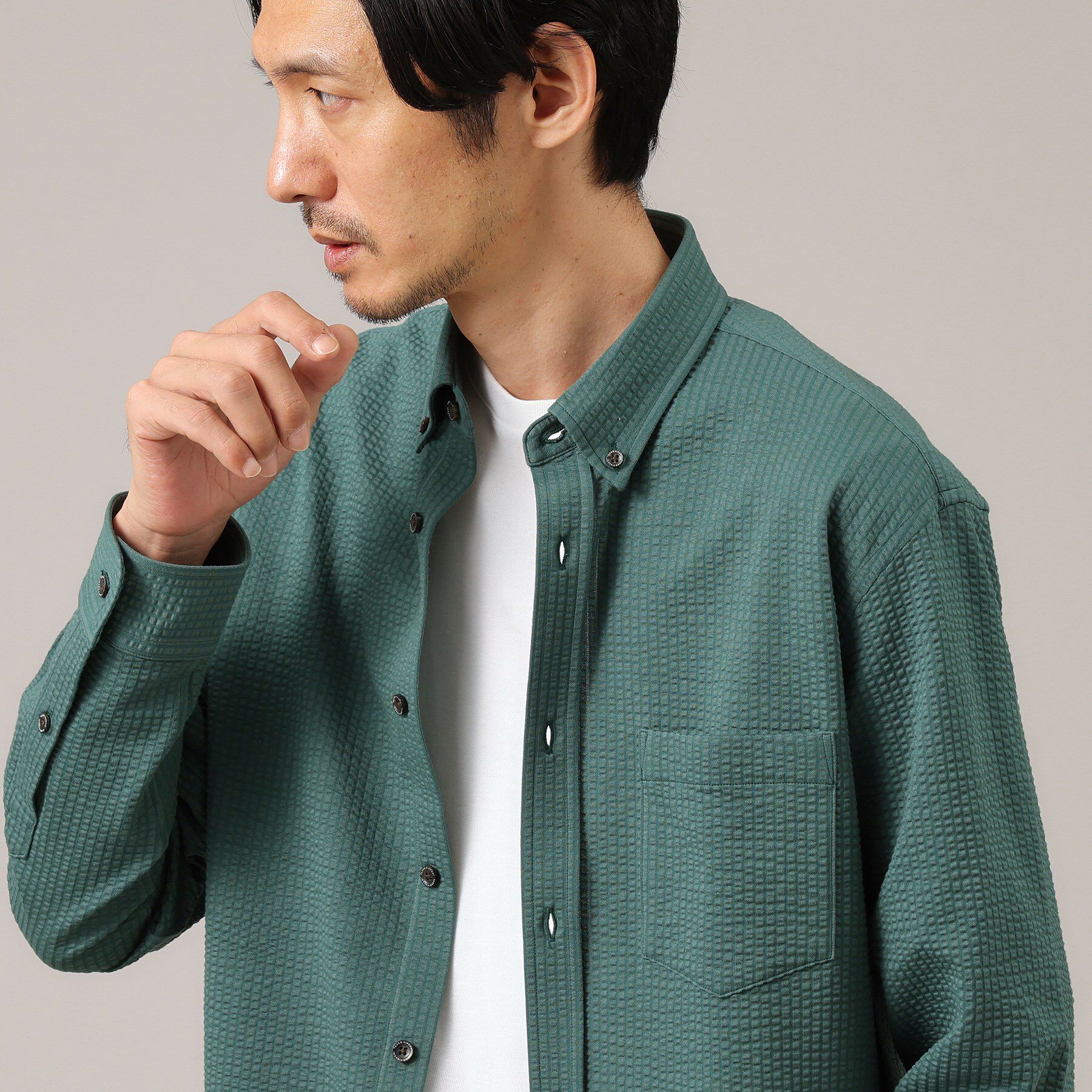 TAKEO KIKUCHI「【抗菌防臭/シーズンレス】シアサッカー ジャージシャツ」|シャツ・ブラウス|