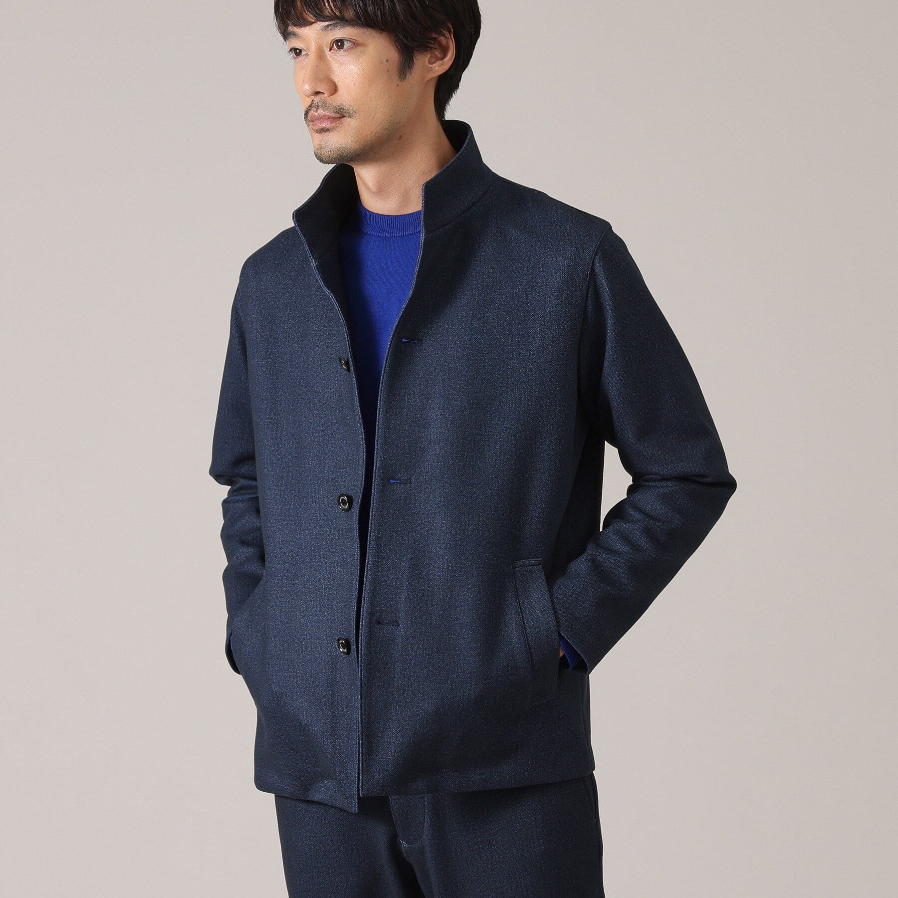 TAKEO KIKUCHI「【DOWN FABRIC】ダウンファブリック スタンドカラーブルゾン」|ブルゾン・スタジャン|ブルー(193)