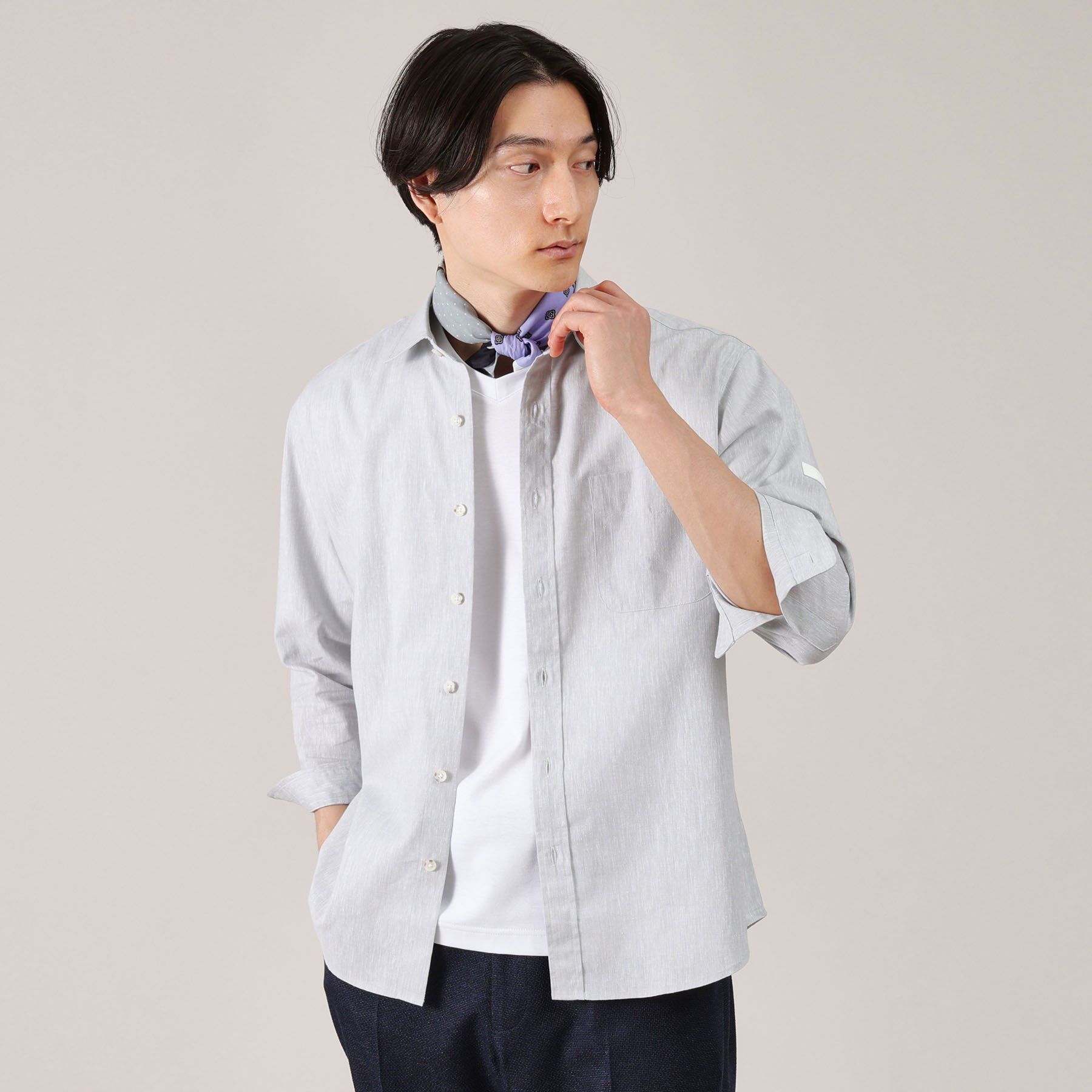 TAKEO KIKUCHI「ハイブリッド リネン 7分袖 シャツ」|シャツ・ブラウス|