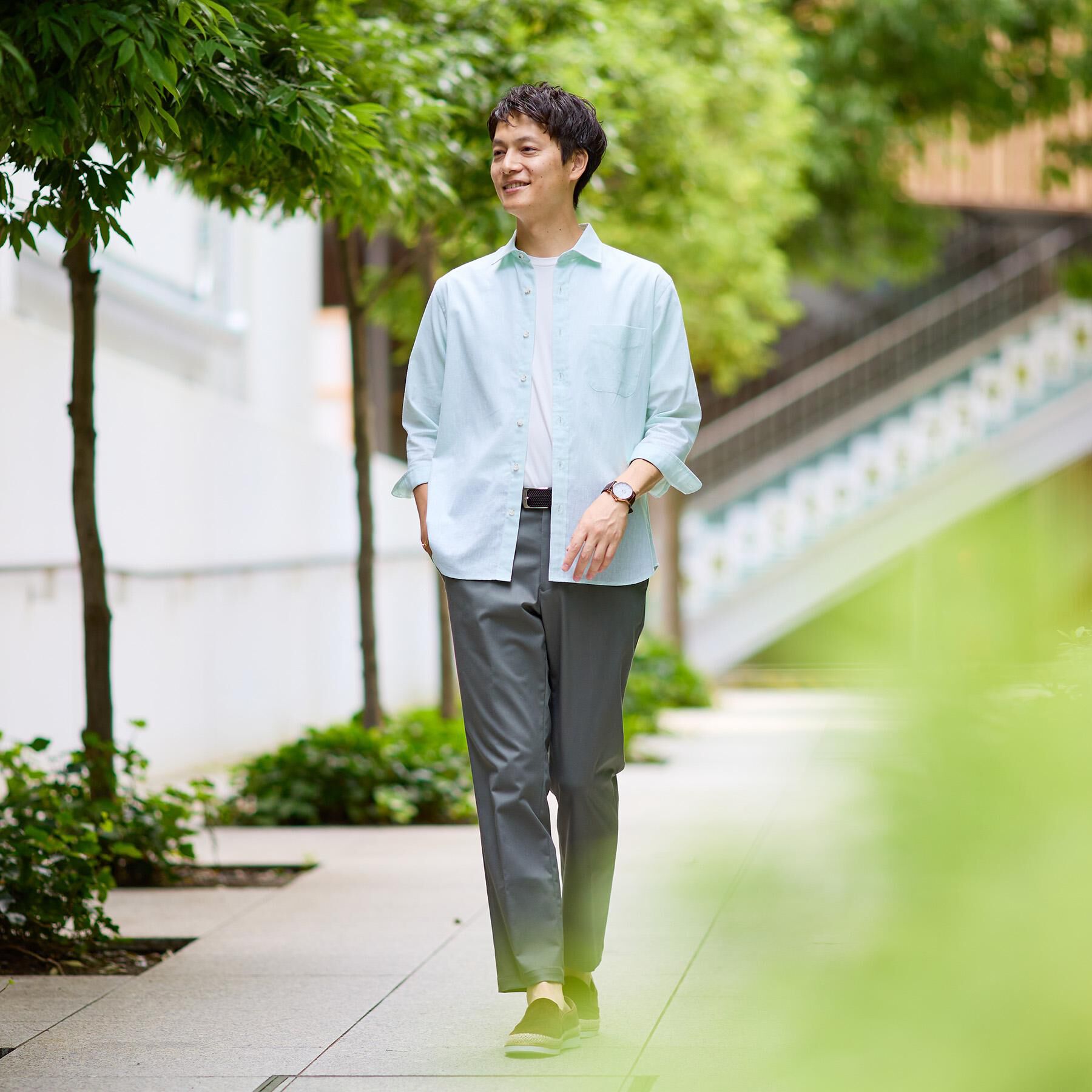 TAKEO KIKUCHI「ハイブリッド リネン 7分袖 シャツ」|シャツ・ブラウス|