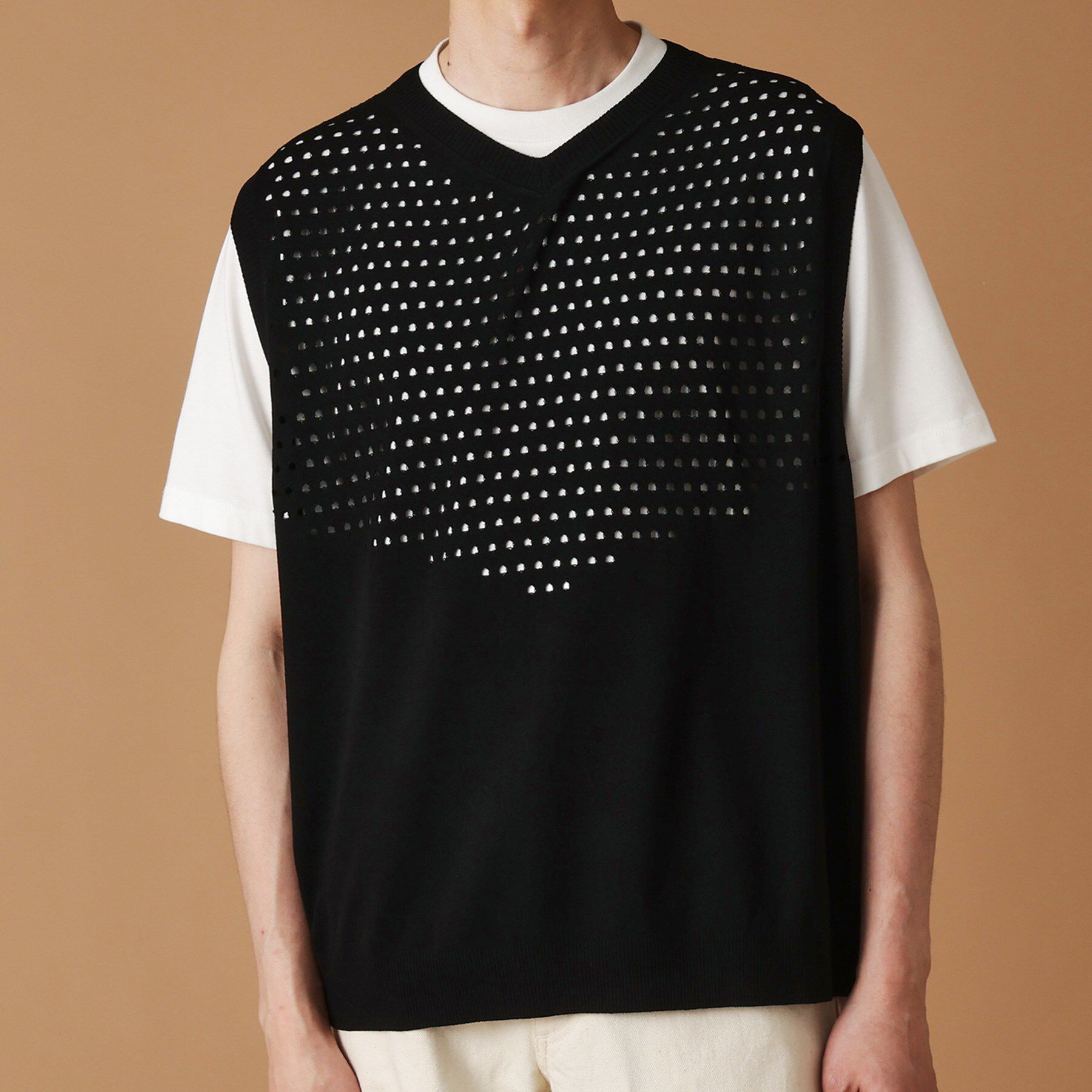 40CARATS&525「透け編みニットべスト」|ニット・セーター|