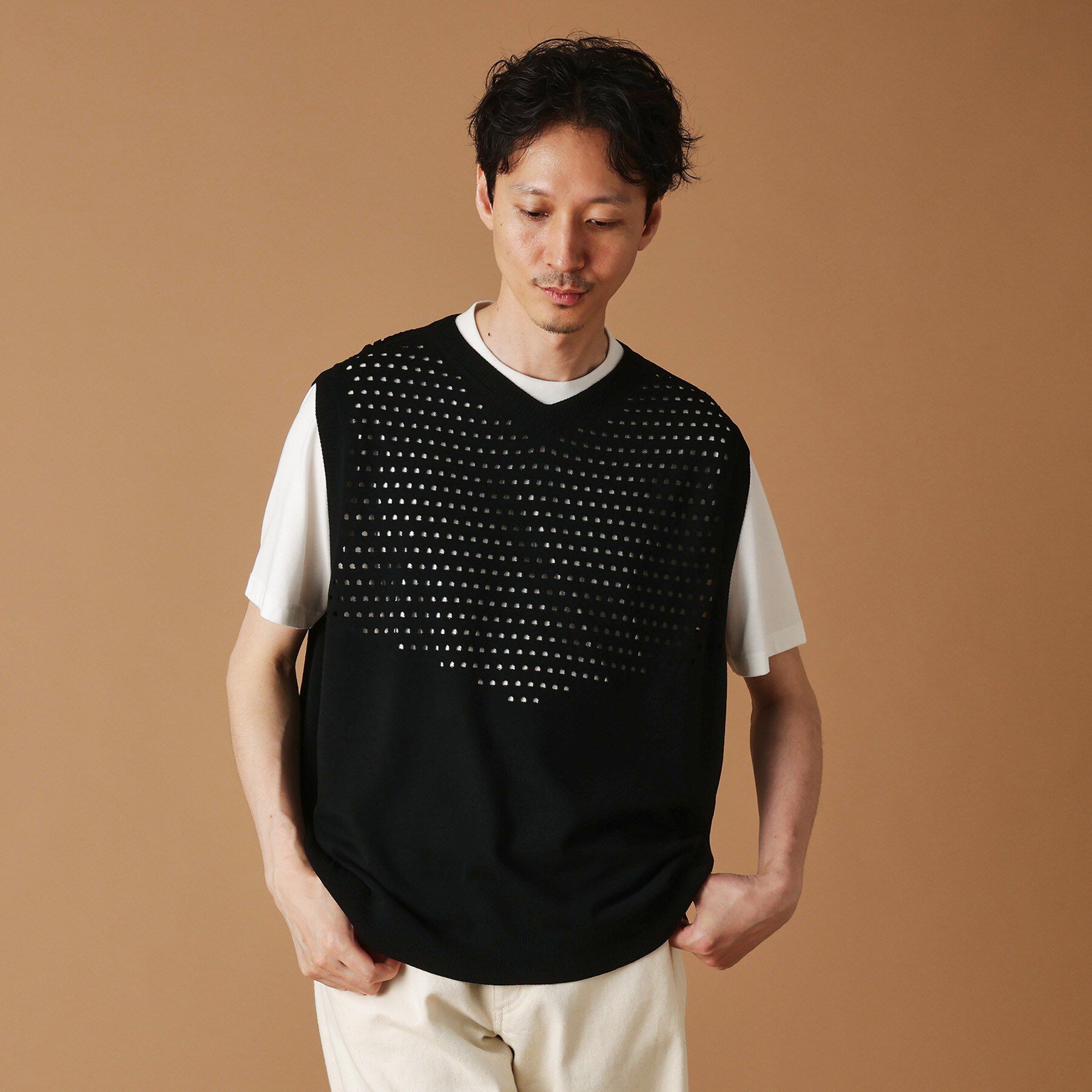 40CARATS&525「透け編みニットべスト」|ニット・セーター|