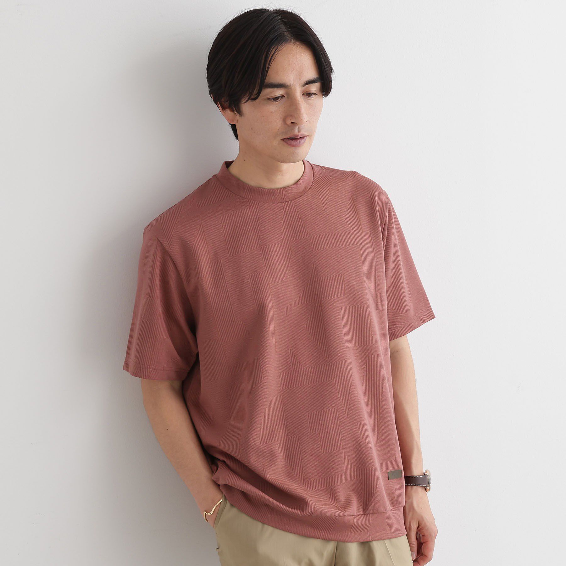 TAKEO KIKUCHI「【尾州ファブリック】 スライドパズル柄 ポンチ プルオーバー」|Tシャツ・カットソー|レッド(061)