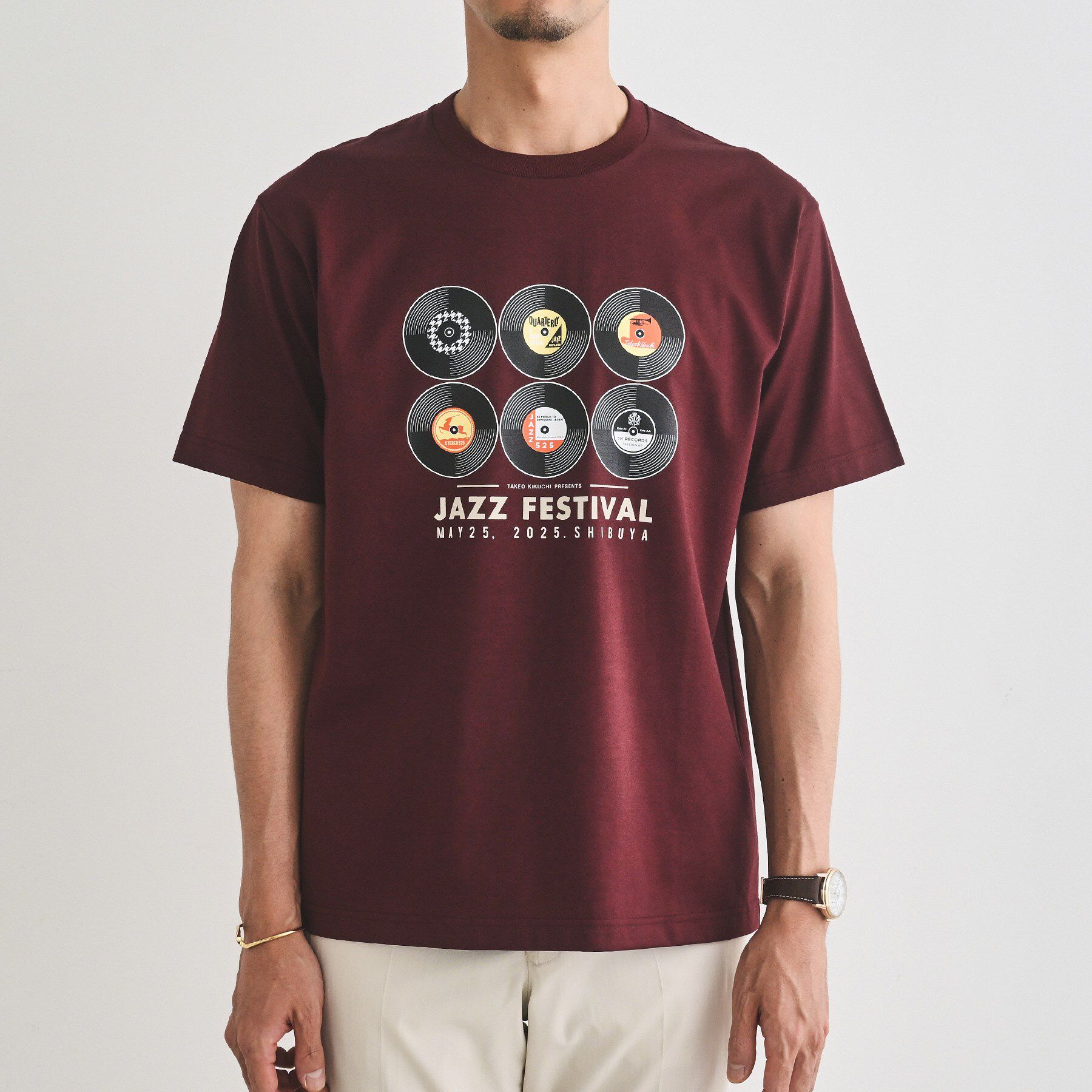 TAKEO KIKUCHI「レコードプリント 天竺 Tシャツ」|Tシャツ・カットソー|