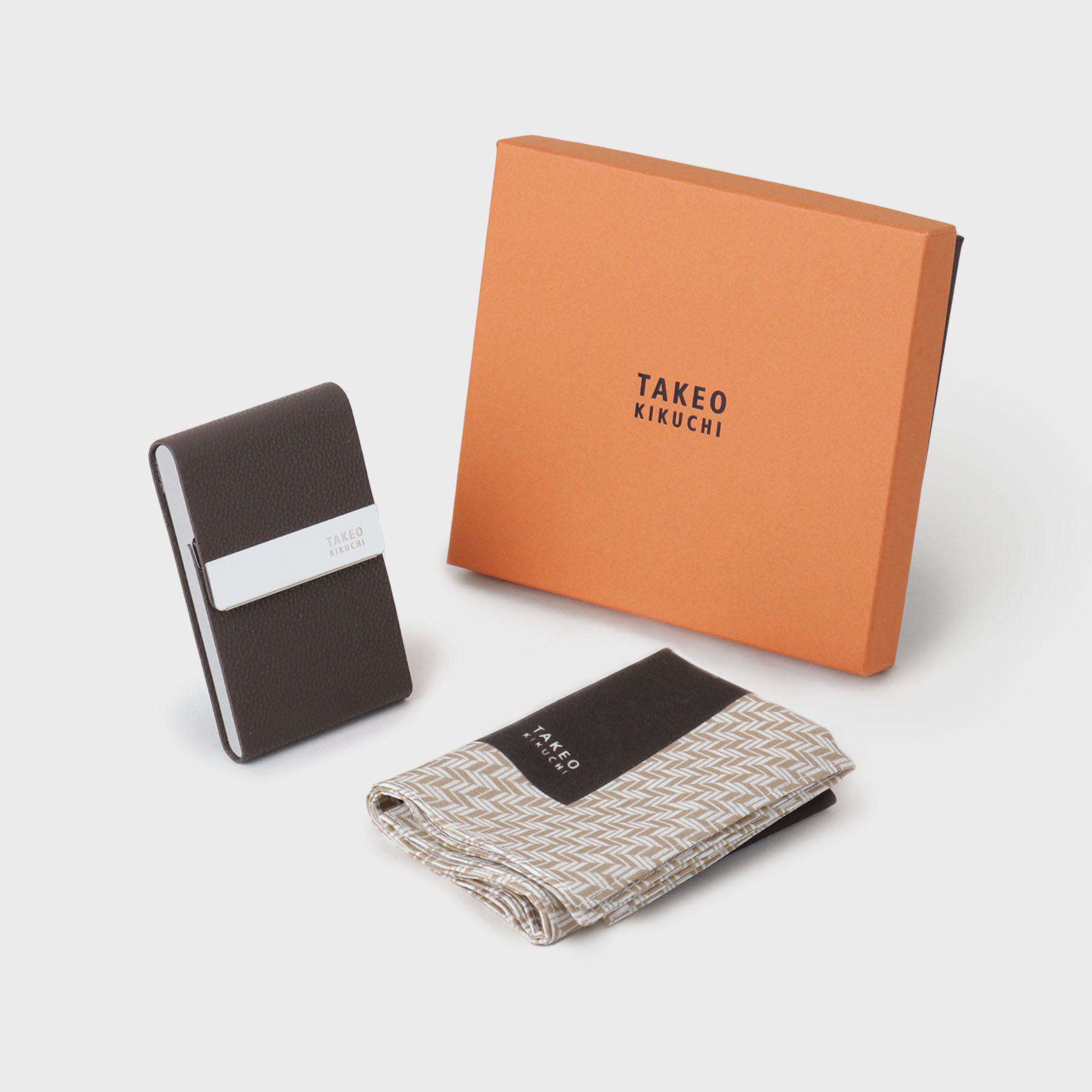 TAKEO KIKUCHI「ハンカチ名刺入れセット」|その他|ブラウン(044)