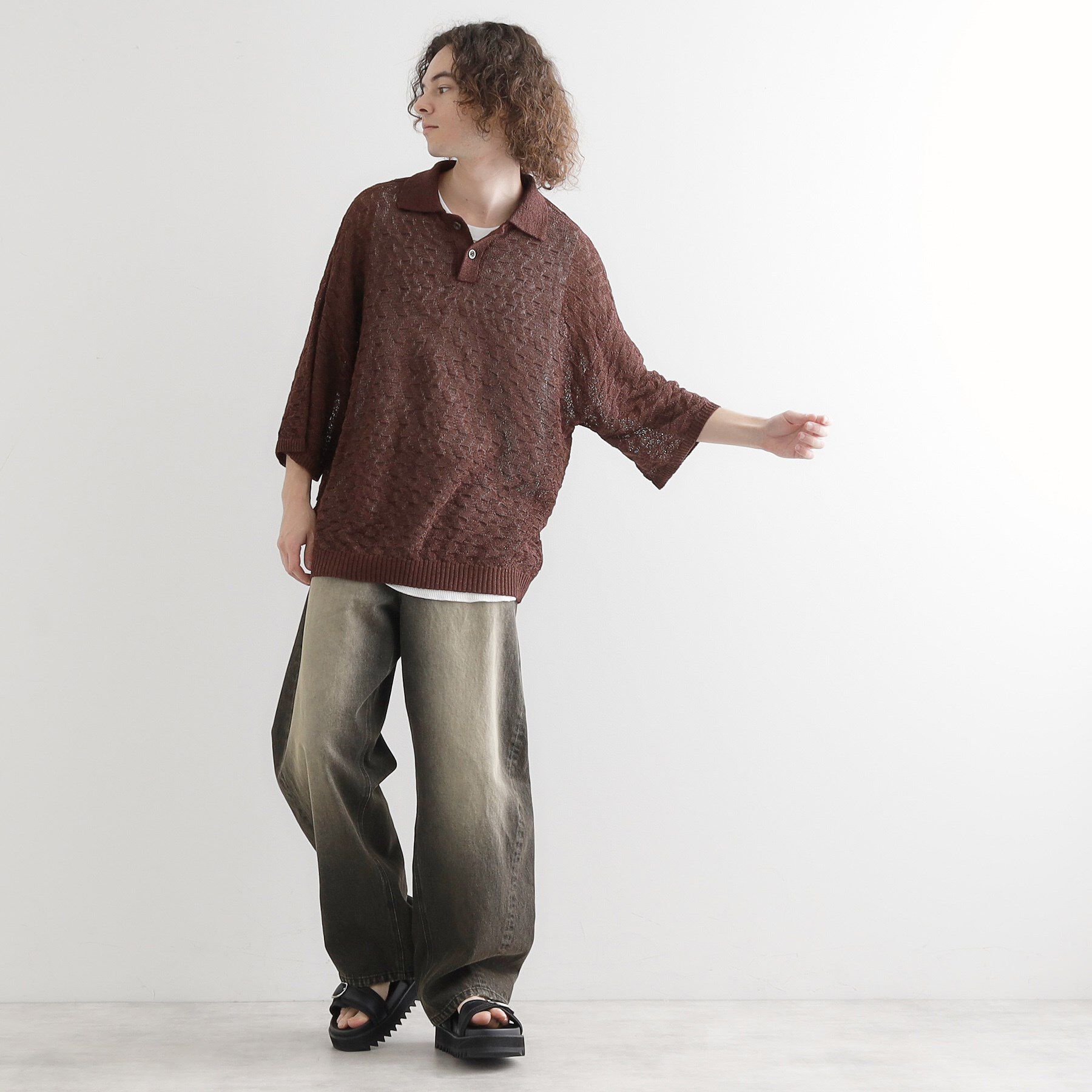 tk.TAKEO KIKUCHI「ストローヤーンポロニット」|ニット・セーター|