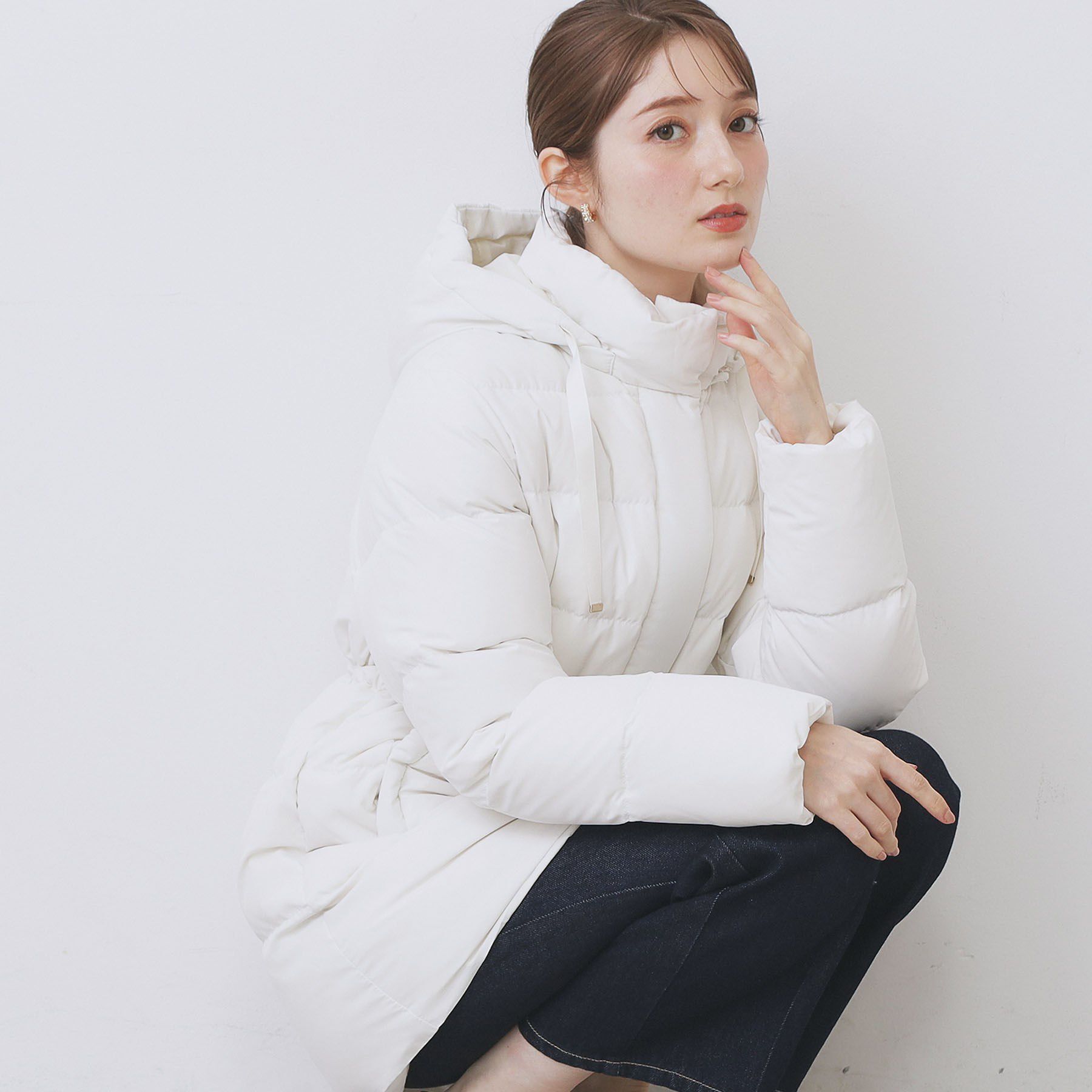 index「KAWADAダウンドロストミドルコート【撥水/洗濯機OK/2WAY/静電気防止裏地】《XS～3L》」|ダウン|アイボリー(804)