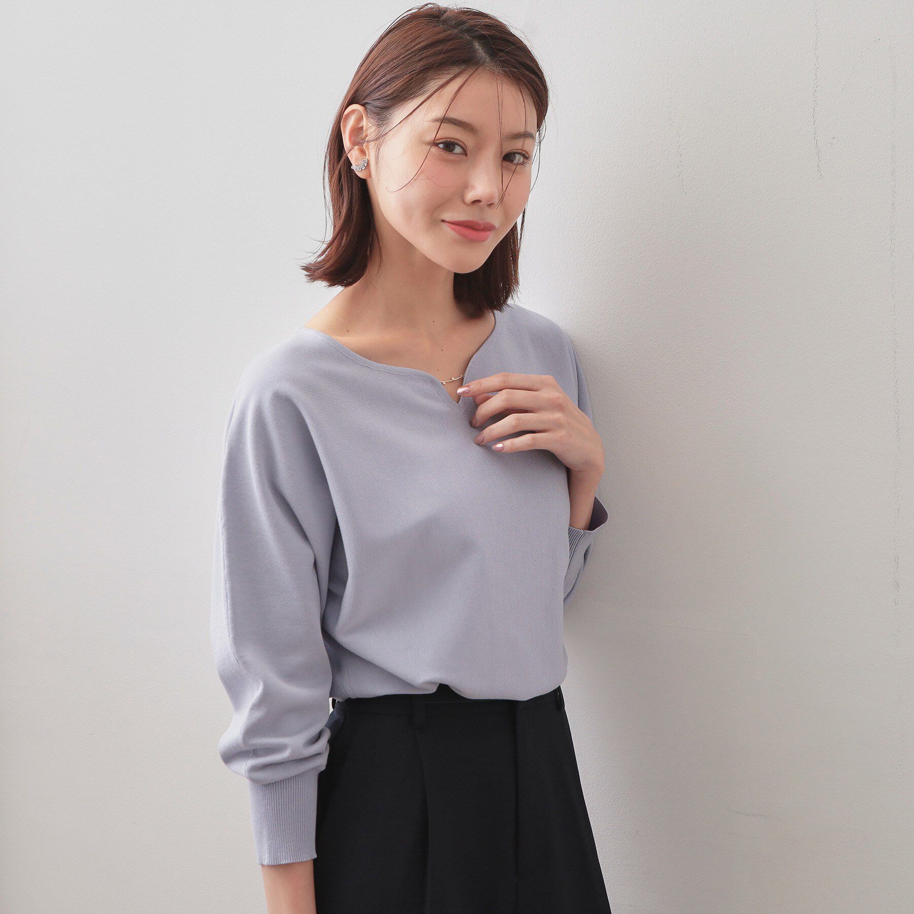 index「フロントパーツ付きドルマンスリーブニット【洗濯機OK/抗ピル】《7col》」|ニット・セーター|