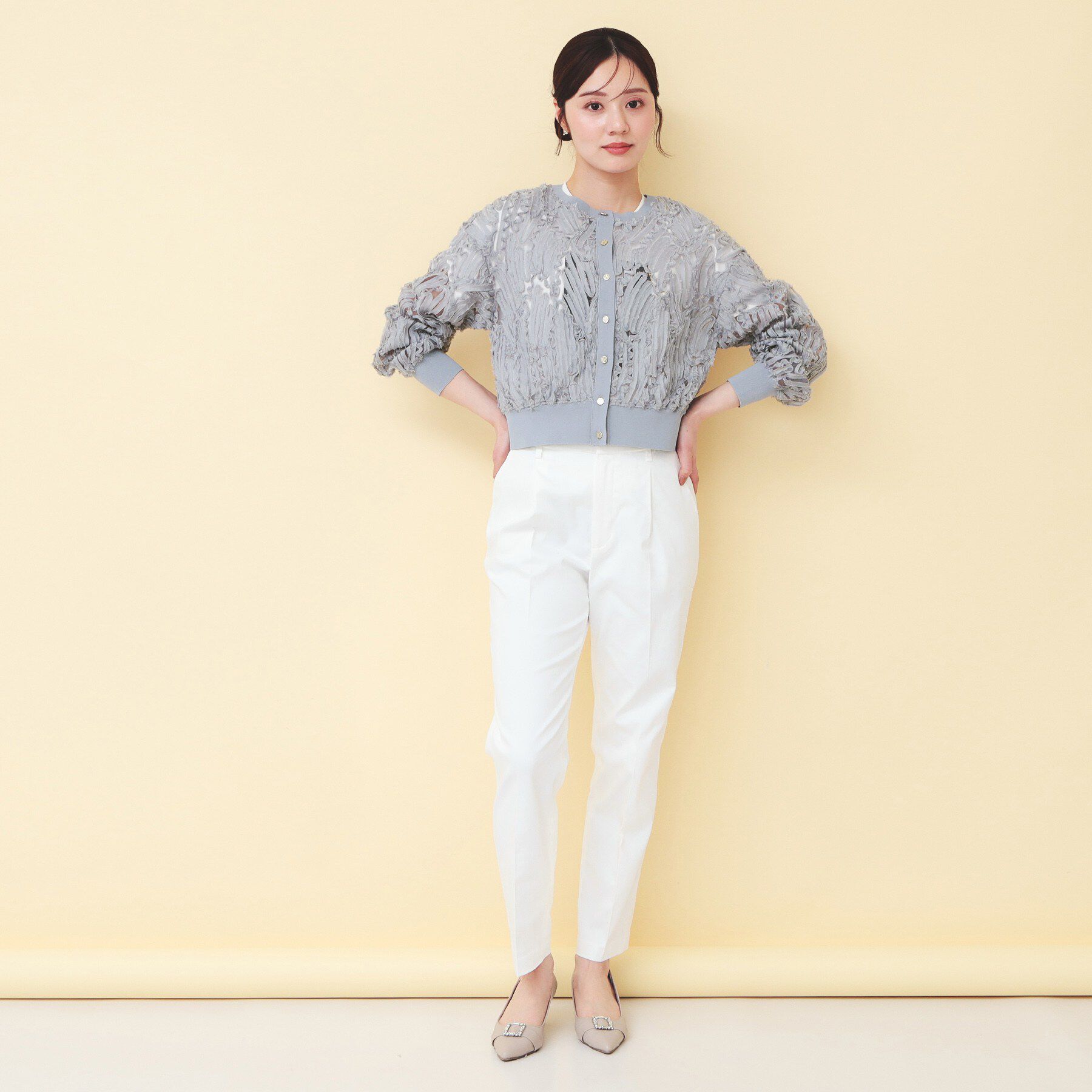 index「シアー幾何刺繍カーディガン【洗濯機OK】」|カーディガン|