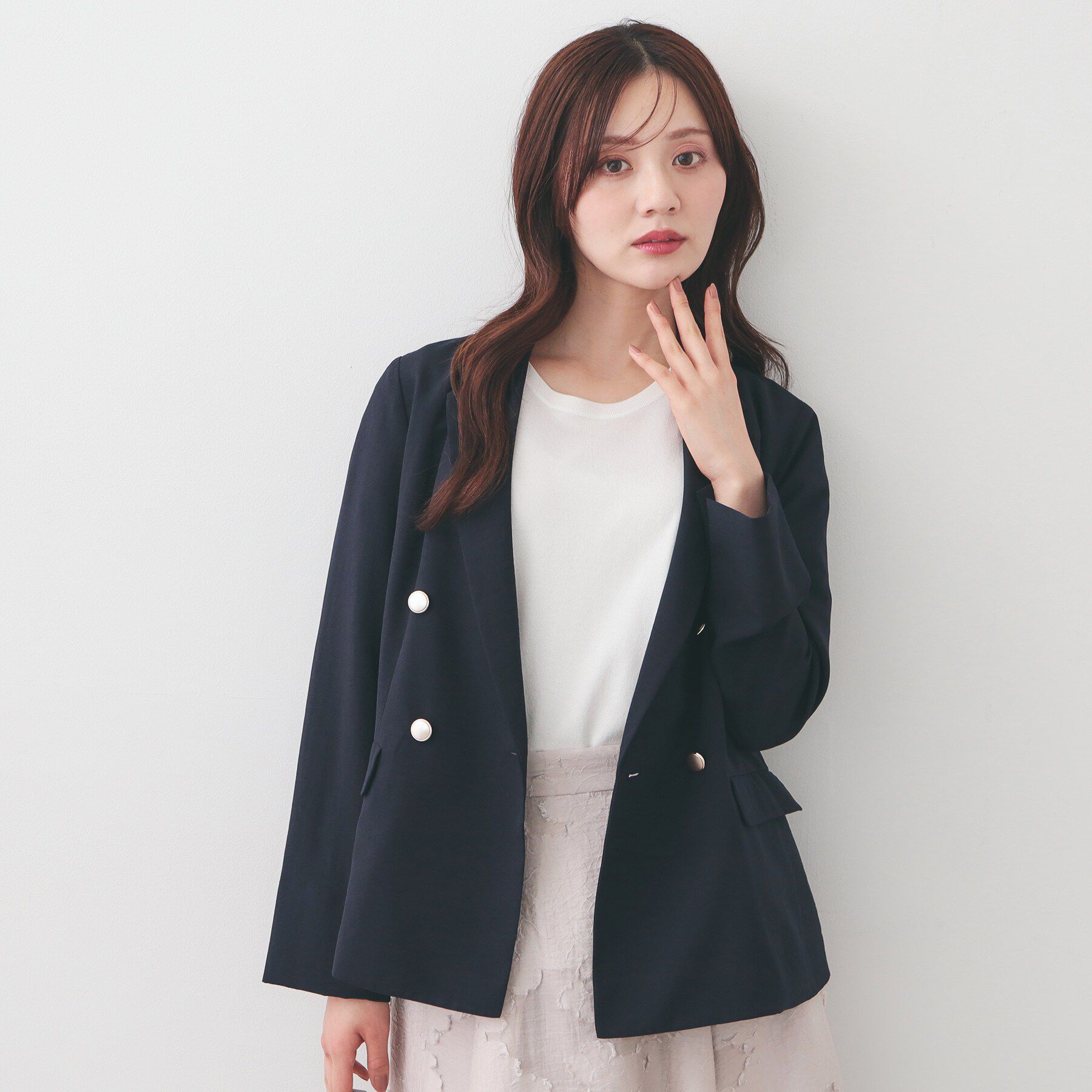 index「多機能ダブルブレストテーラードジャケット【洗濯機OK/接触冷感/吸水速乾/イージーアイロン/防シワ】」|テーラードジャケット|ネイビー(094)