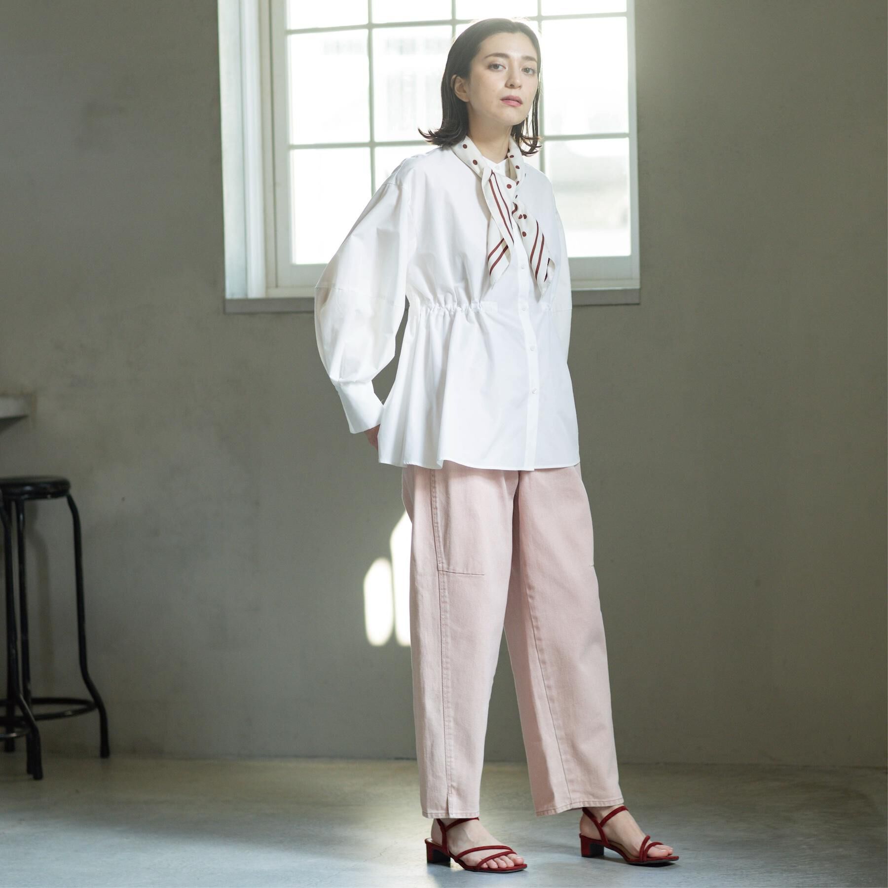 OPAQUE.CLIP「ストライプペプラムデザインブラウス【洗濯機OK】」|シャツ・ブラウス|