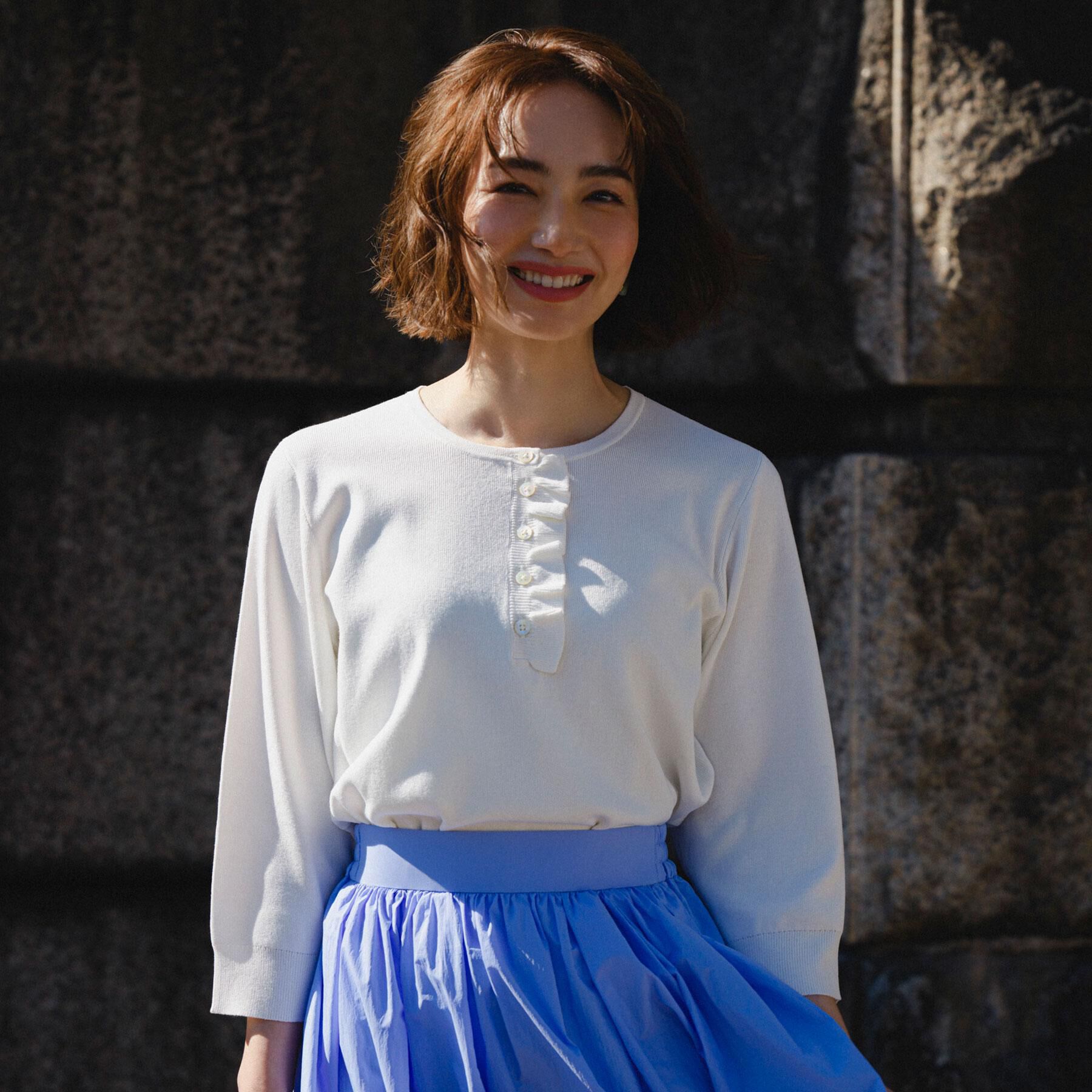 OPAQUE.CLIP「フリルヘンリーネックニット【洗濯機OK/抗ピル】」|ニット・セーター|