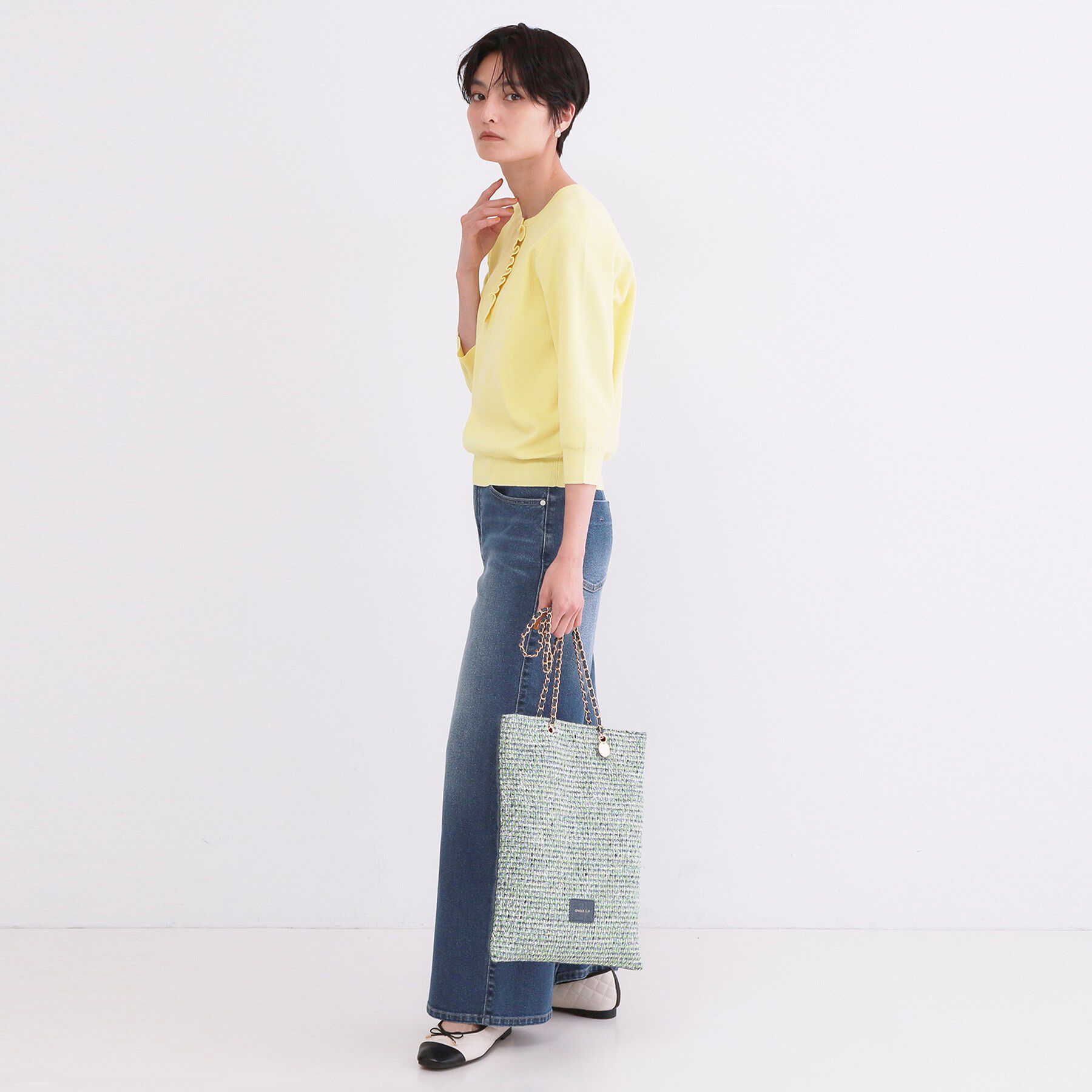 OPAQUE.CLIP「フリルヘンリーネックニット【洗濯機OK/抗ピル】」|ニット・セーター|