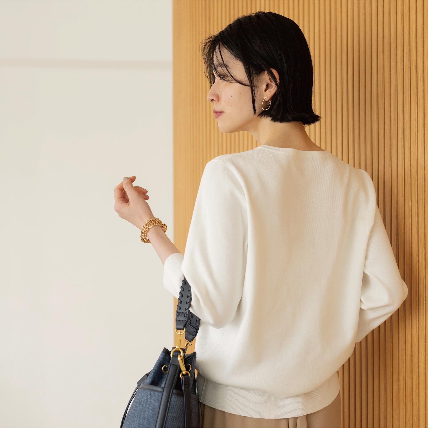 OPAQUE.CLIP「フリルヘンリーネックニット【洗濯機OK/抗ピル】」|ニット・セーター|