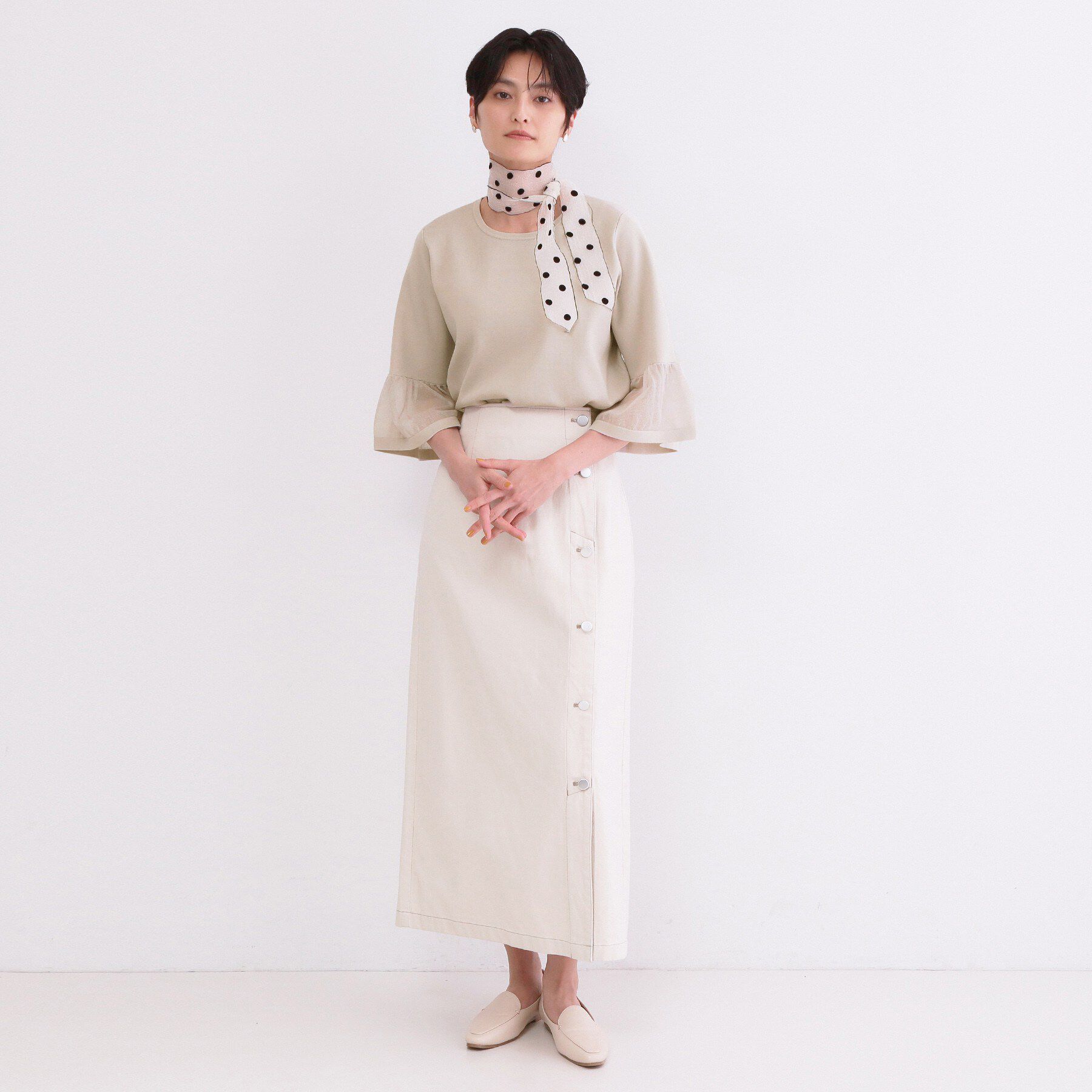 OPAQUE.CLIP「シアーフレアスリーブニット【洗濯機OK/抗ピル】」|ニット・セーター|