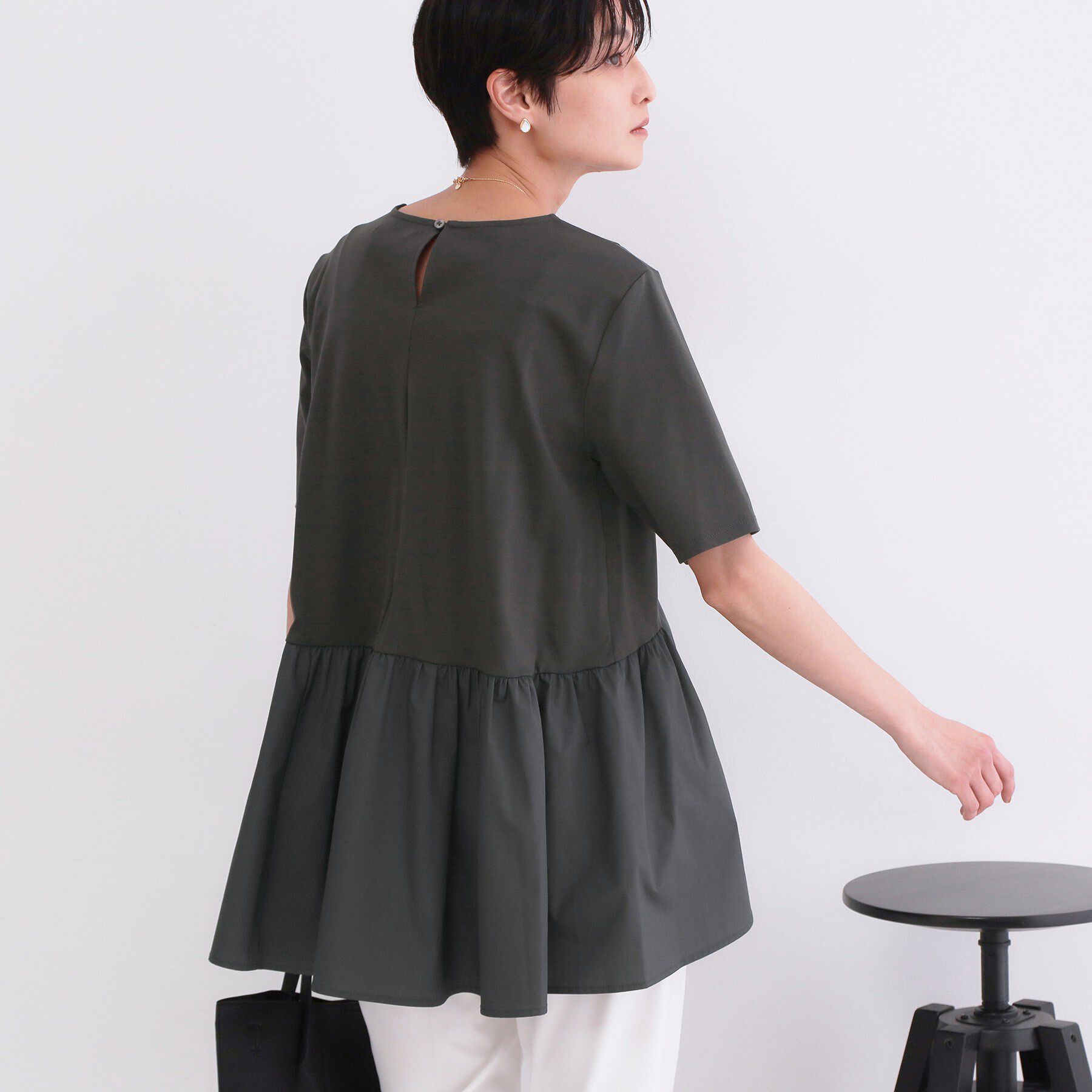 OPAQUE.CLIP「ペプラムドッキングカットソー【洗濯機OK】」|Tシャツ・カットソー|