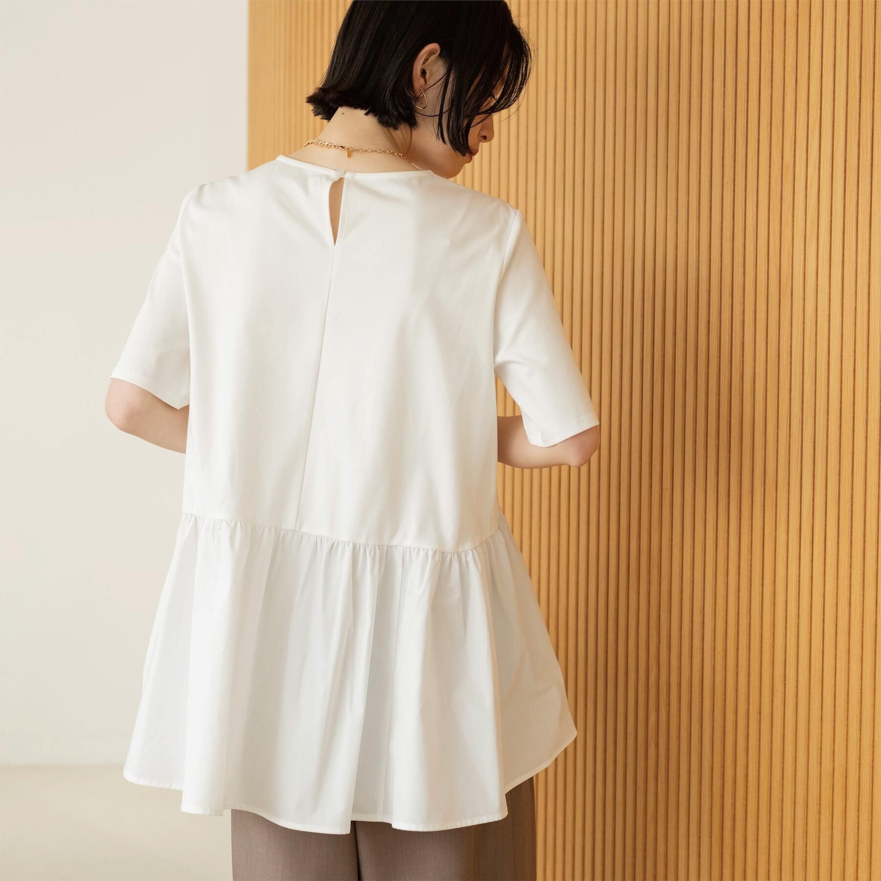 OPAQUE.CLIP「ペプラムドッキングカットソー【洗濯機OK】」|Tシャツ・カットソー|